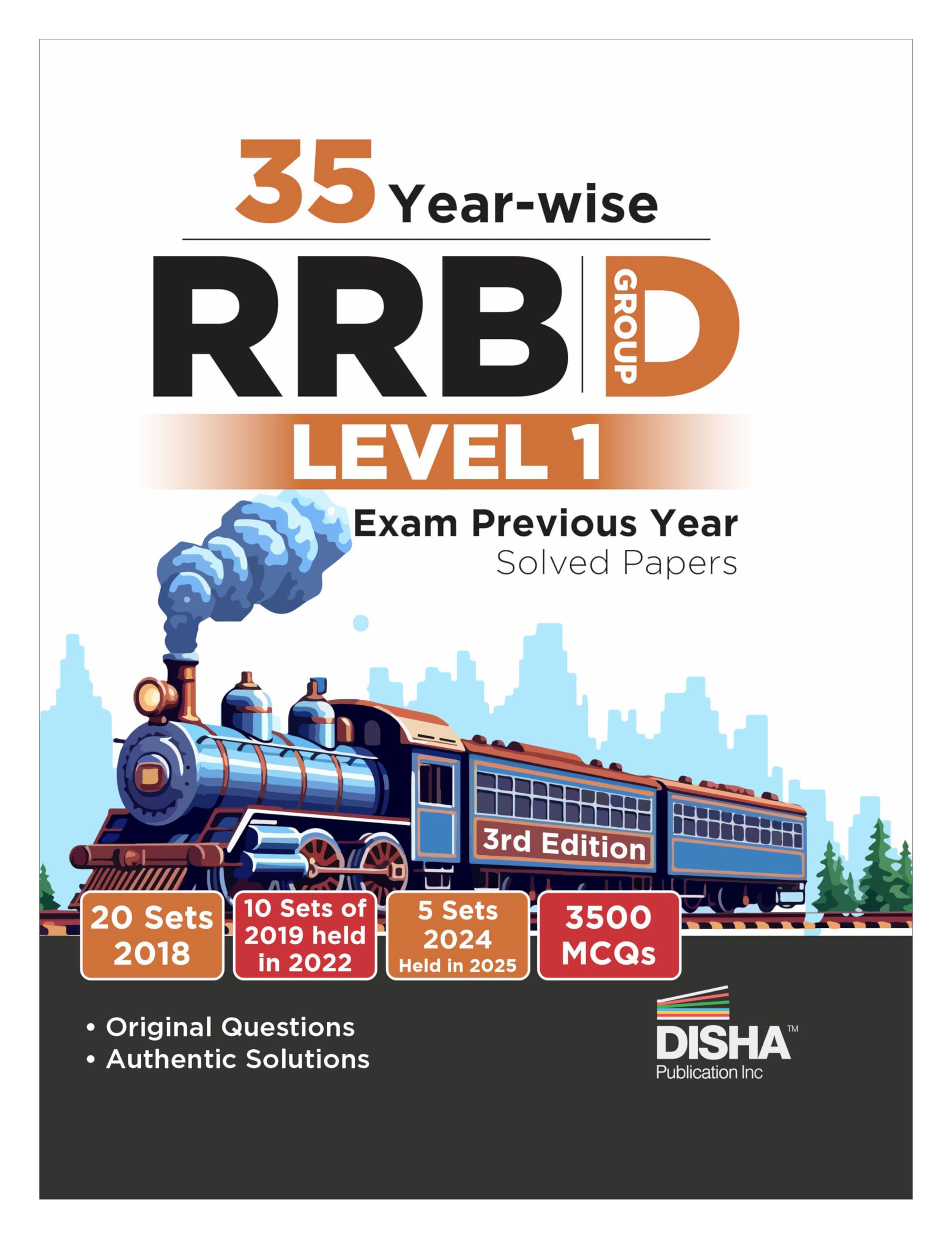 Disha 35 Yearwise RRB Group D Level 1 Previous Year Solved Papers (2025  2018) 3rd Edition | 20 PYQ Sets of 2018, 10 Sets of 2