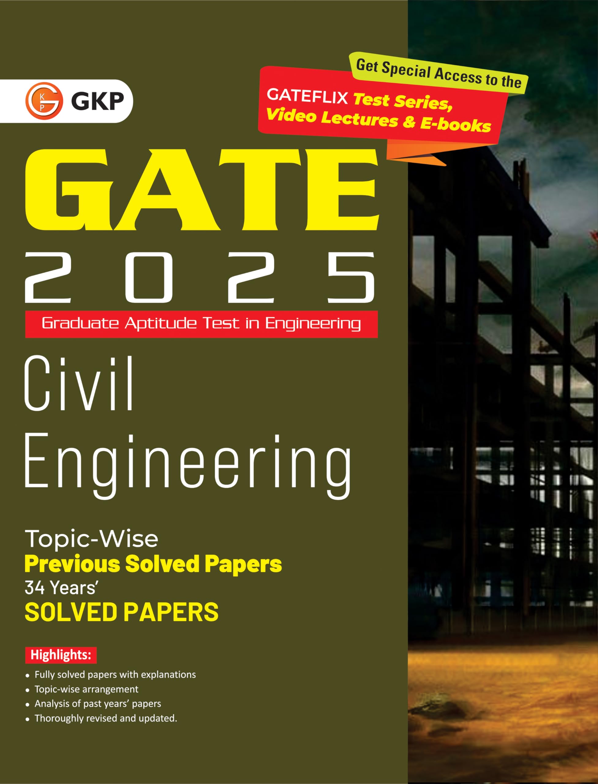 Gkp Gate 2025 : Civil Engineering  34 Years Topic Wise Previous Solved Papers