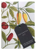 Botanical Art Notebook Set  Lemon, Chillis and Apples: 3 A5 Ruled Notebooks with Stitched Spines