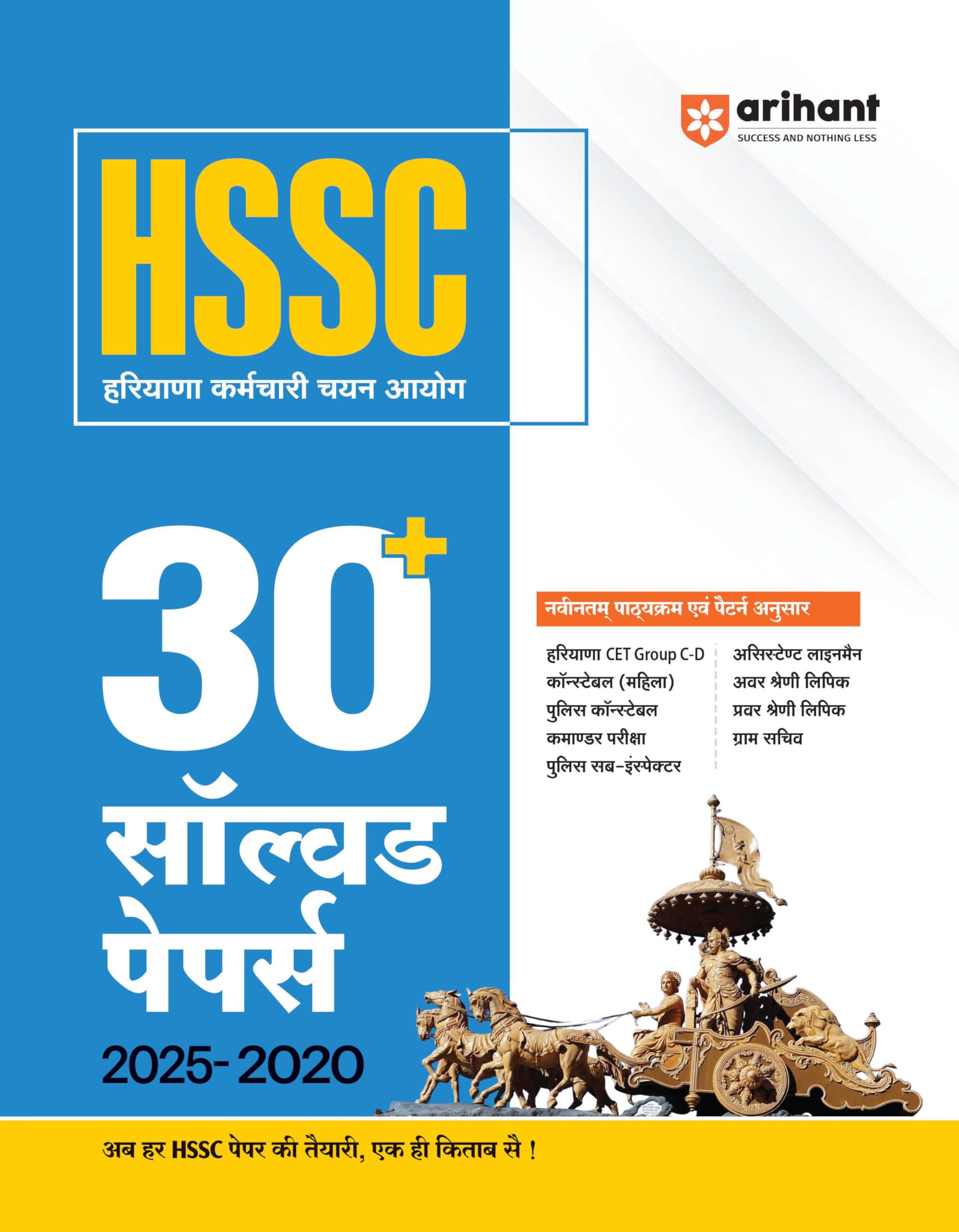 Arihant HSSC CET Solved Papers 20252020 | 30+ Previous Year Question Papers | Haryana SSC CET Group C and D, Police Constable, 