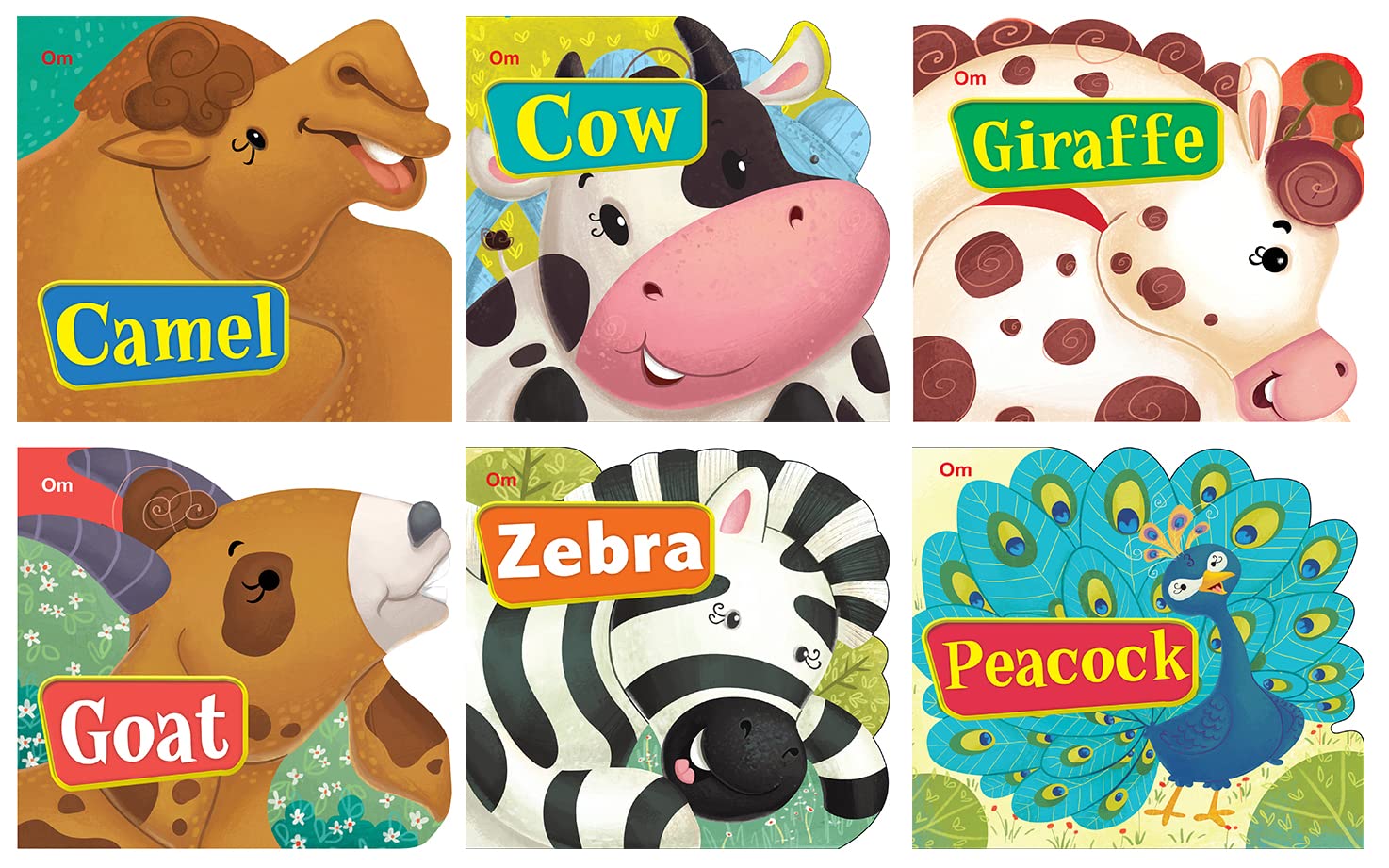 Cut Out Boards Books: Animals and Birds (Set of 6 Books) (Camel, Cow, Giraffe, Goat, Zebra, Peacock) (Cutout Board Books)