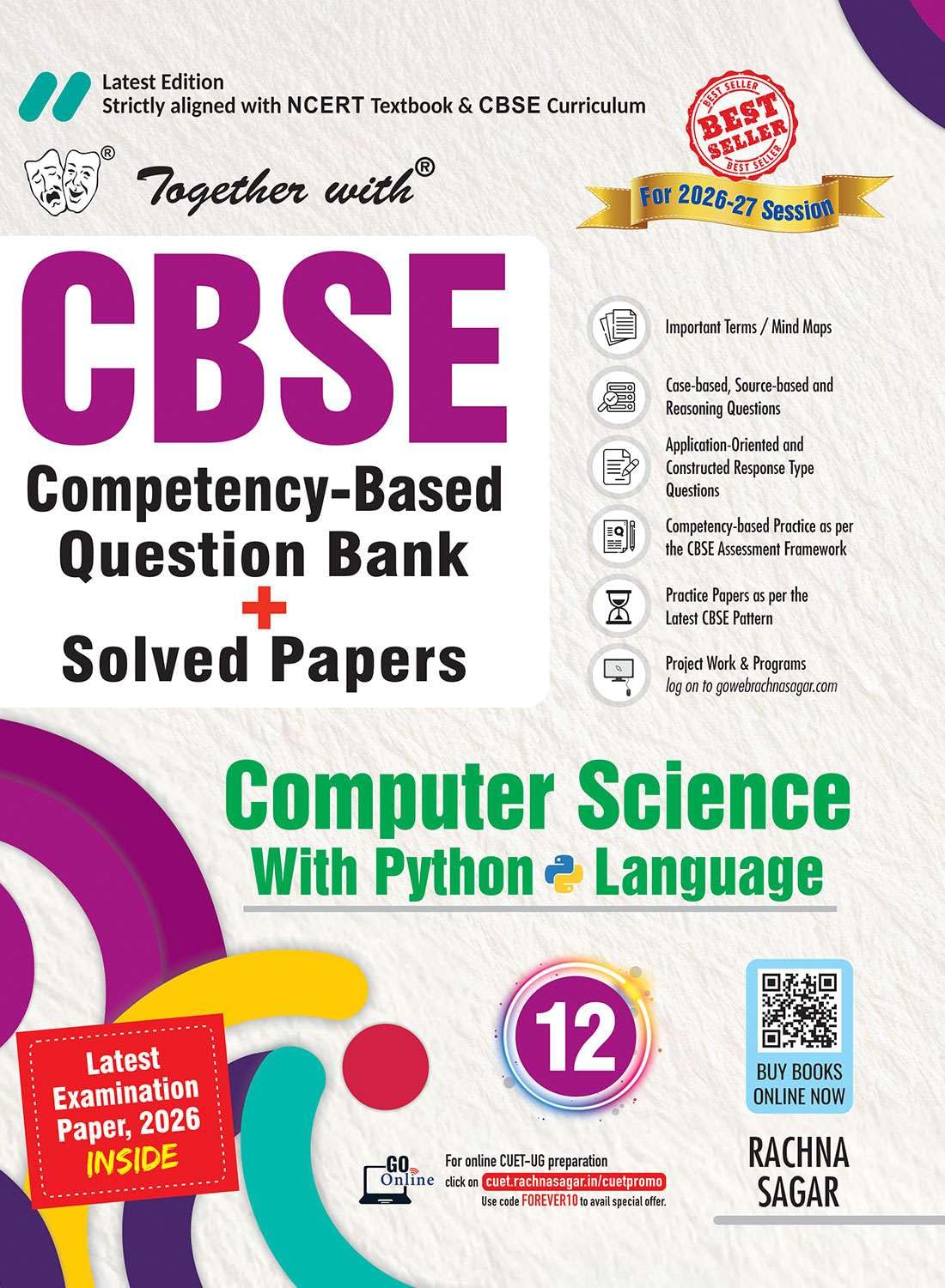 Together with CBSE Question Bank Class 12 Computer Science with Python Language 202627| With Fully Solved PYQs, CFPQs, Practice