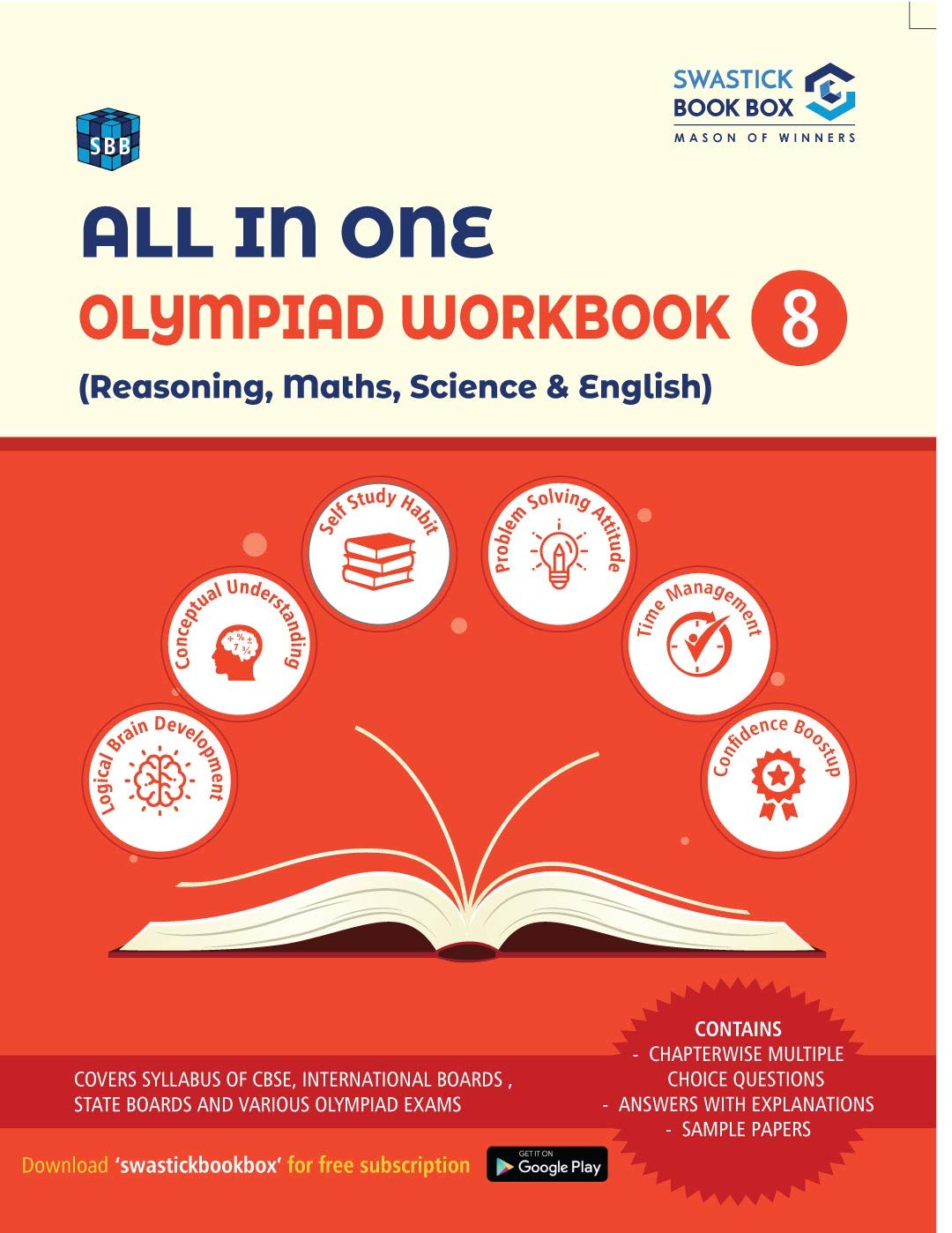 All in One Olympiad Workbook for Reasoning, Maths, Science & English  Class 8
