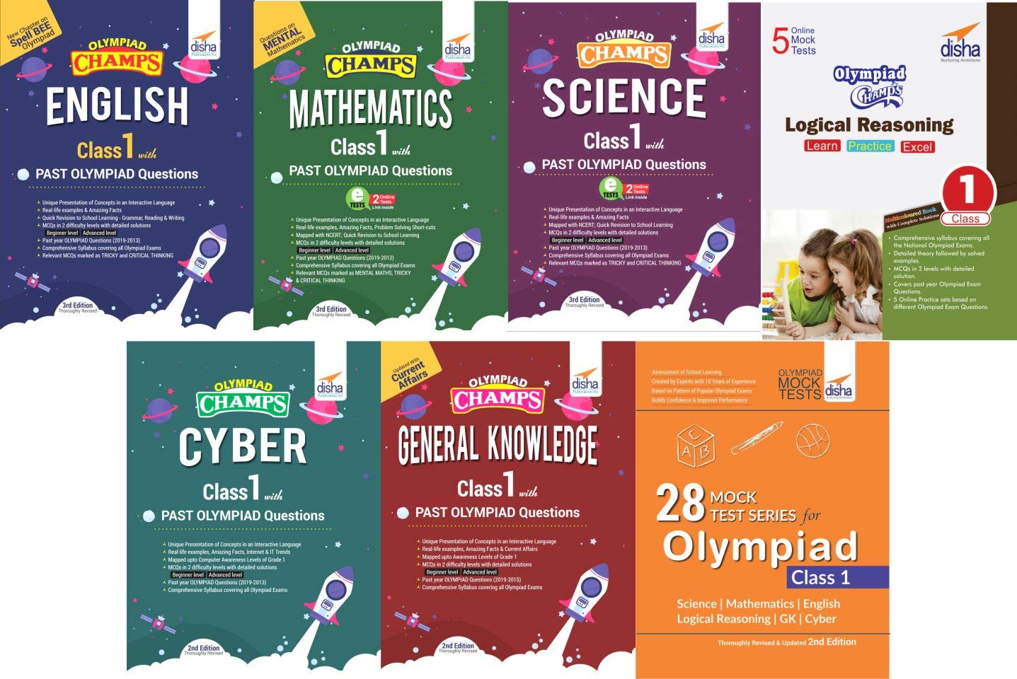 Olympiad Champs Science, Mathematics, English, Logical Reasoning, Cyber & Gk Class 1 With 28 Mock Tests (Set Of 7 Books) 2Nd Edi