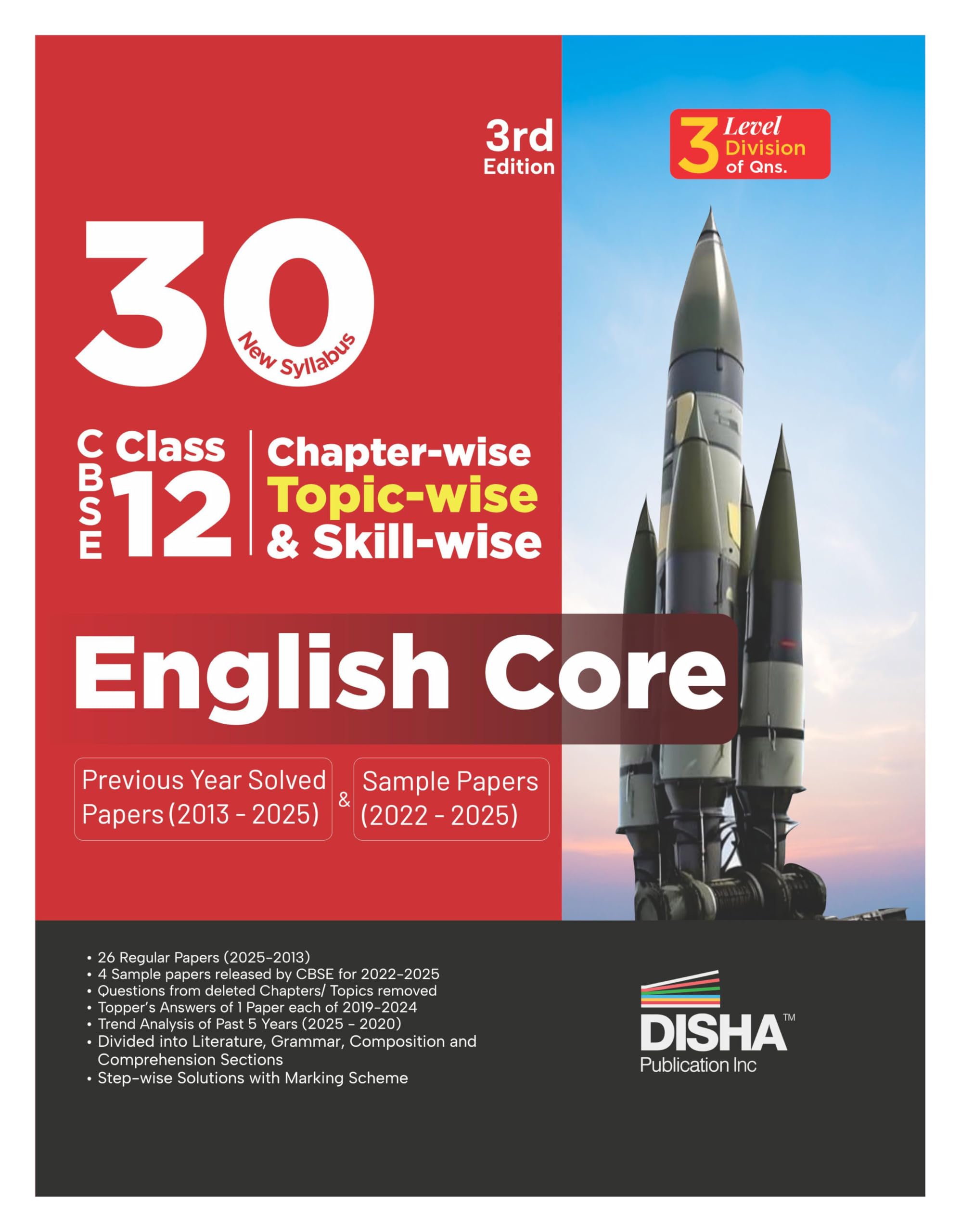 Disha 30 New Syllabus ChapterWise, TopicWise & SkillWise Cbse Class 12 English Core Previous Year Solved Papers (2013  2025)