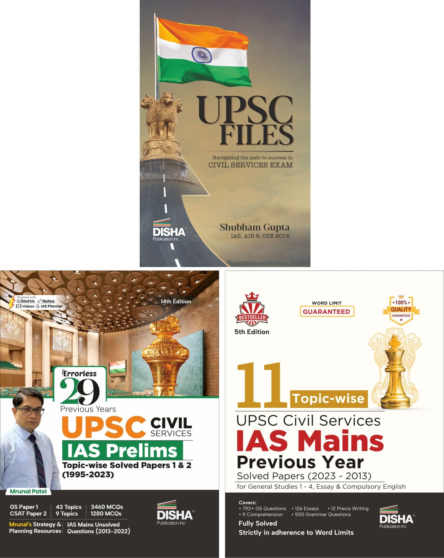 Civil Services Exam Essential Combo (Set Of 3 Bestseller Books)  Upsc Files With Ias Prelim & Main TopicWise Previous Year Sol