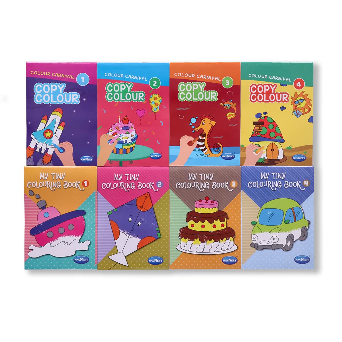 Navneet Colour Carnival And Tiny Colouring Book Combo Pack  Copy Colouring Series Pack Of 8 Books Travelling Pack Easy To Ca