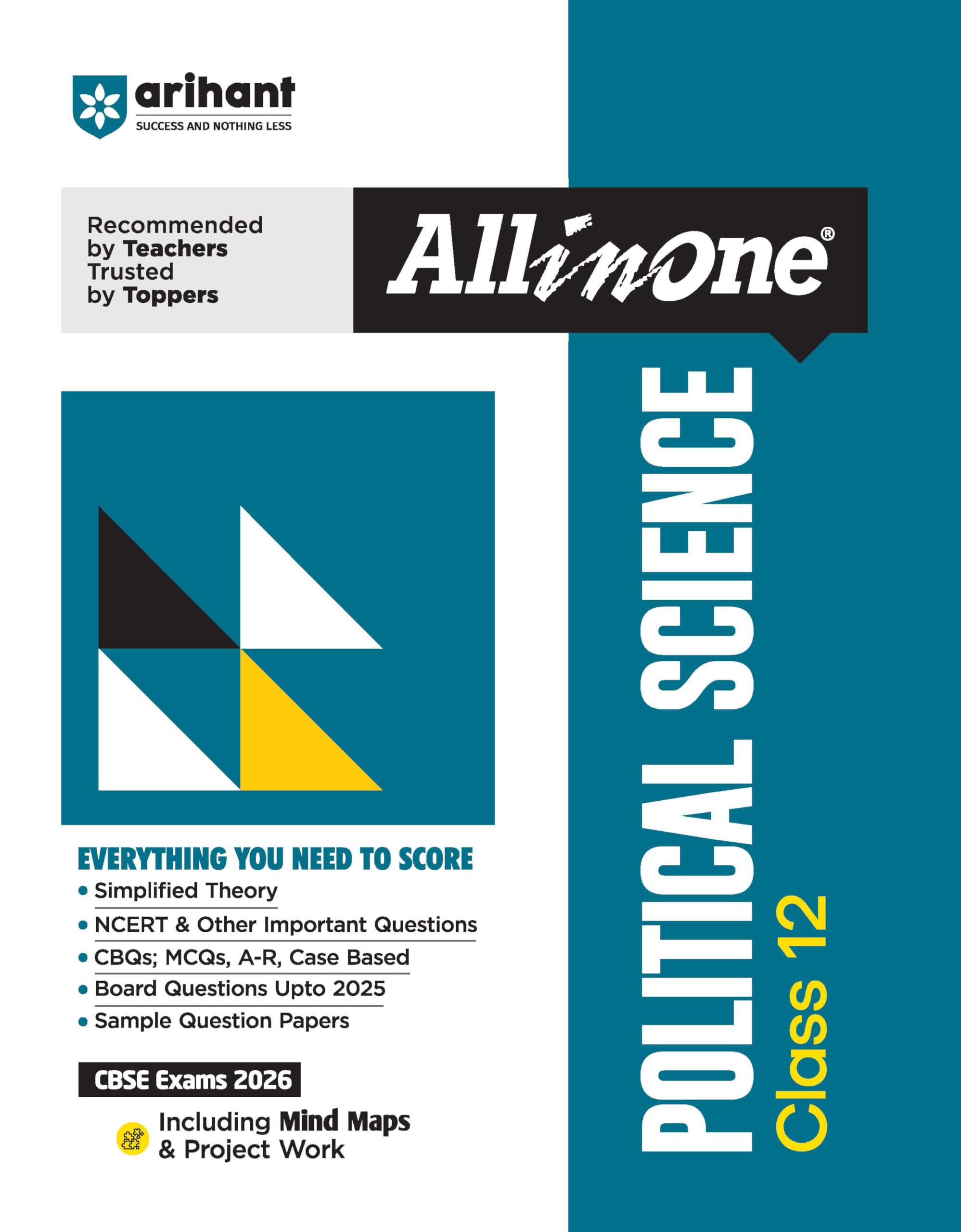 Arihant All In One Political Science Class 12 For Cbse Exams 202526 | Simplified Theory, Topicwise Illustrations & Practice Que