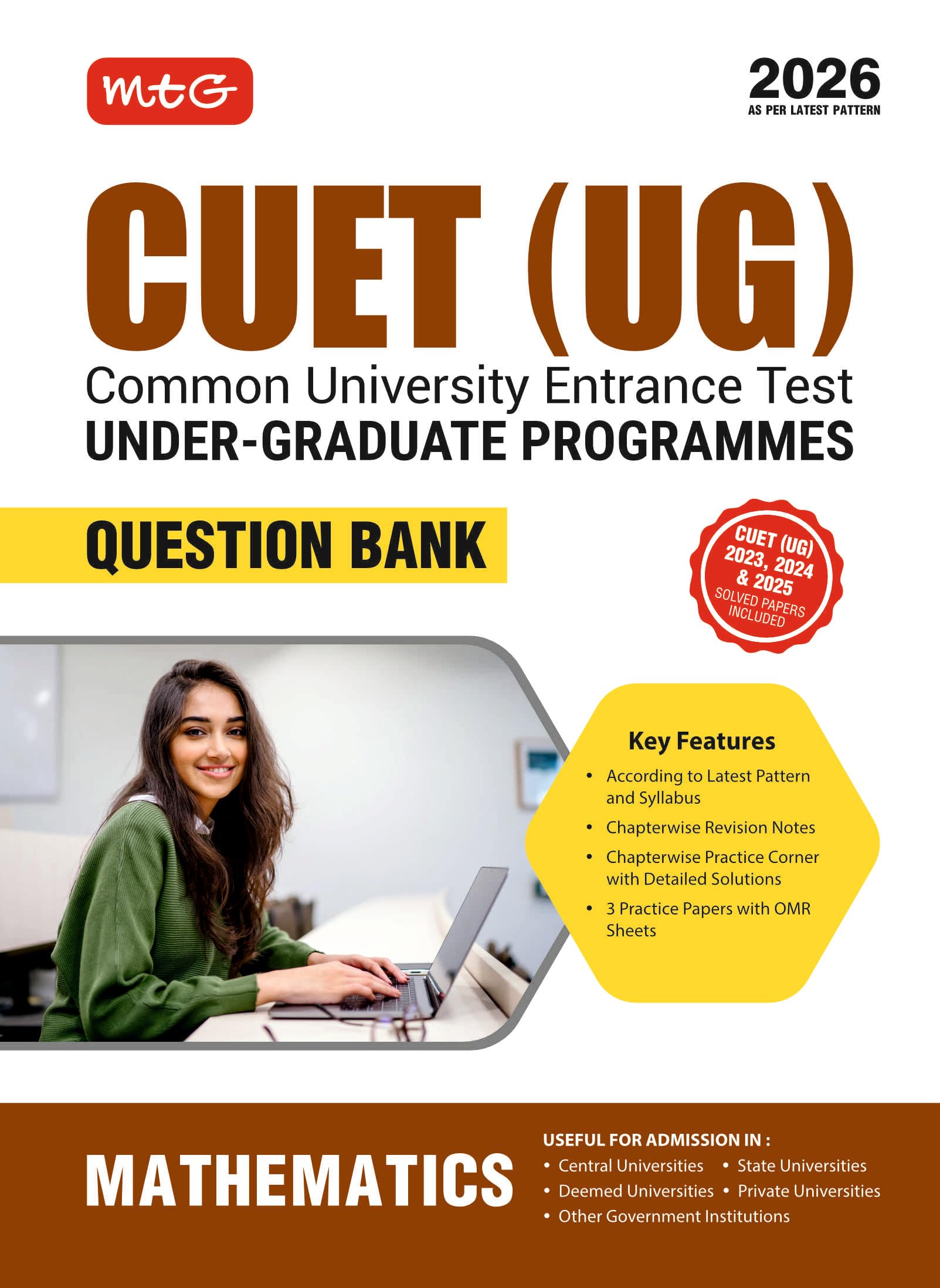 MTG NTA CUET (UG) Question Bank Mathematics For 2026 Exam | Chapterwise Notes, Practice Papers with OMR Sheets | CUET Books As 