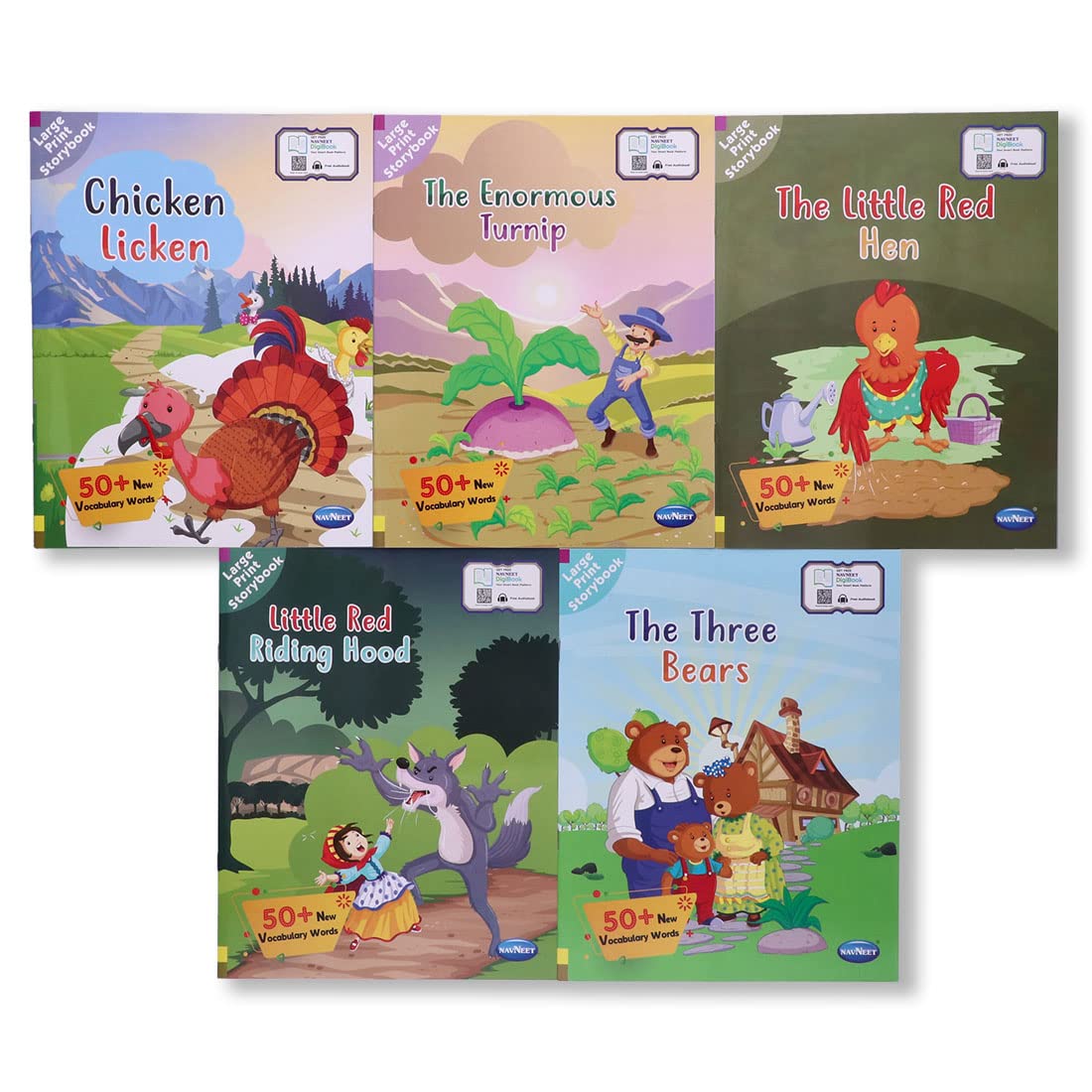 Navneet Large Print Storybooks 1 Set Of 5 Books With 50+ Vocabulary Words With Colourful Illustrations Read Aloud Stories Be