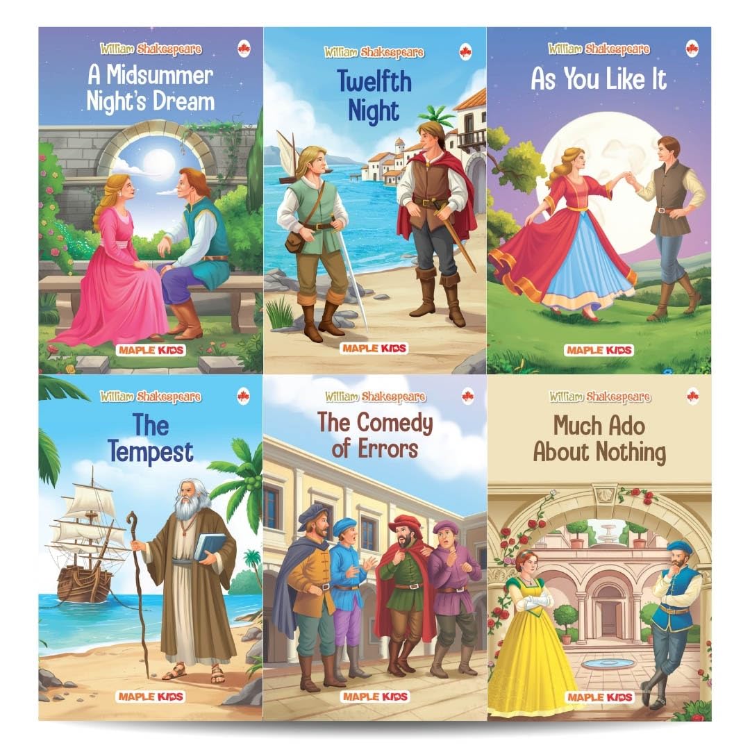 Shakespeare for Kids (Illustrated) (Set of 6 Books)  Story Books for Kids  The Comedy of Errors, The Tempest, As You Like It, 