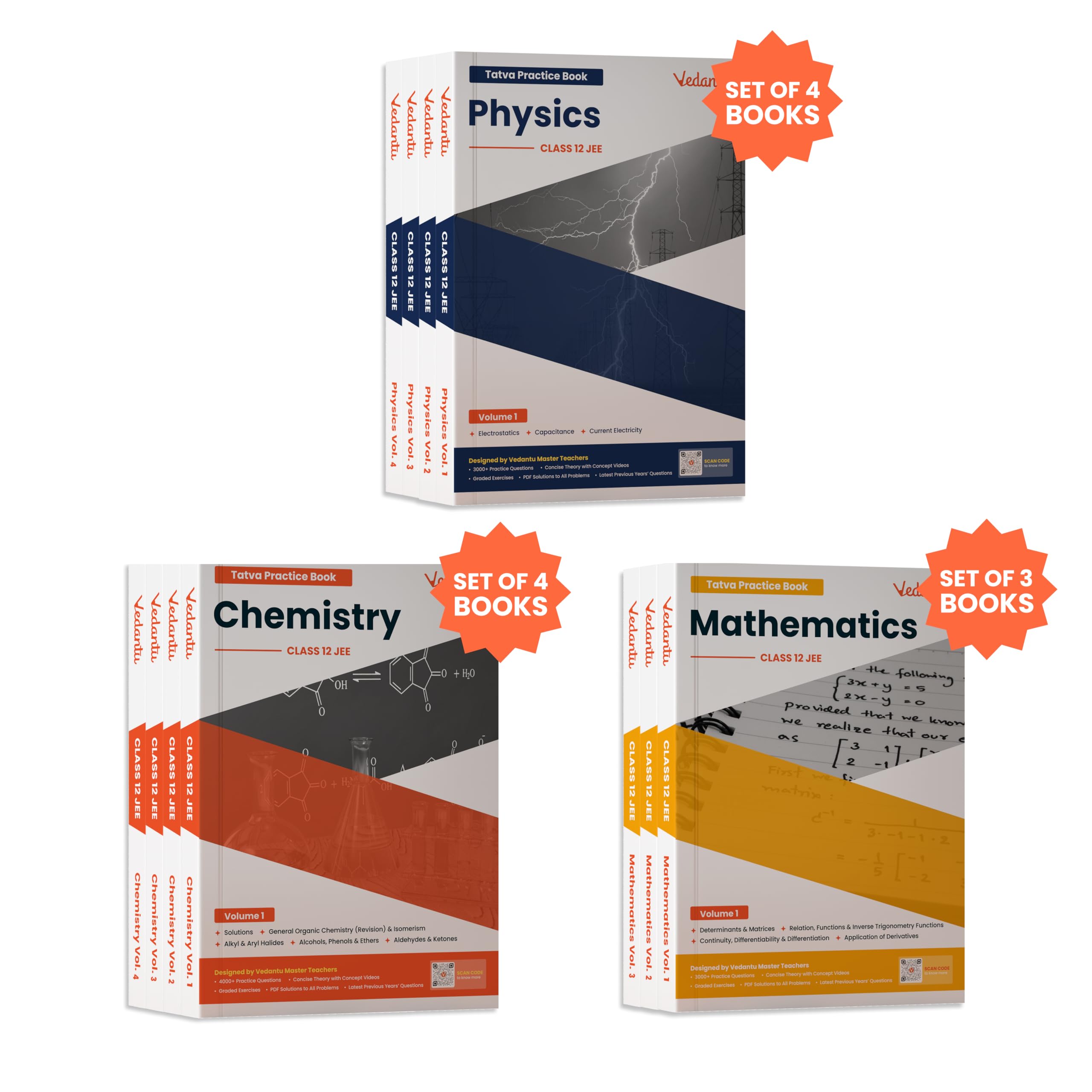 Vedantu JEE TATVA 2026 Class 12 Books Combo | Physics, Chemistry, Maths | Set of 11 | QR Code Videos, Detailed Solutions, Theory