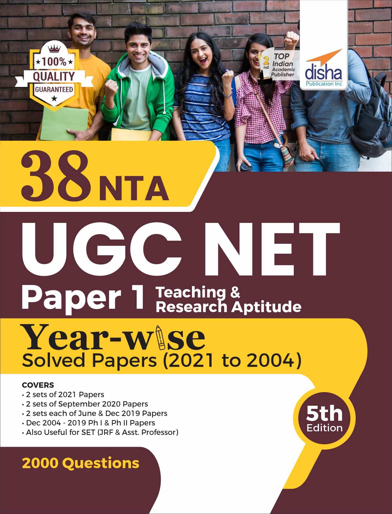 38 Nta Ugc Net Paper 1 YearWise Solved Papers (2021 To 2004) 5Th Edition