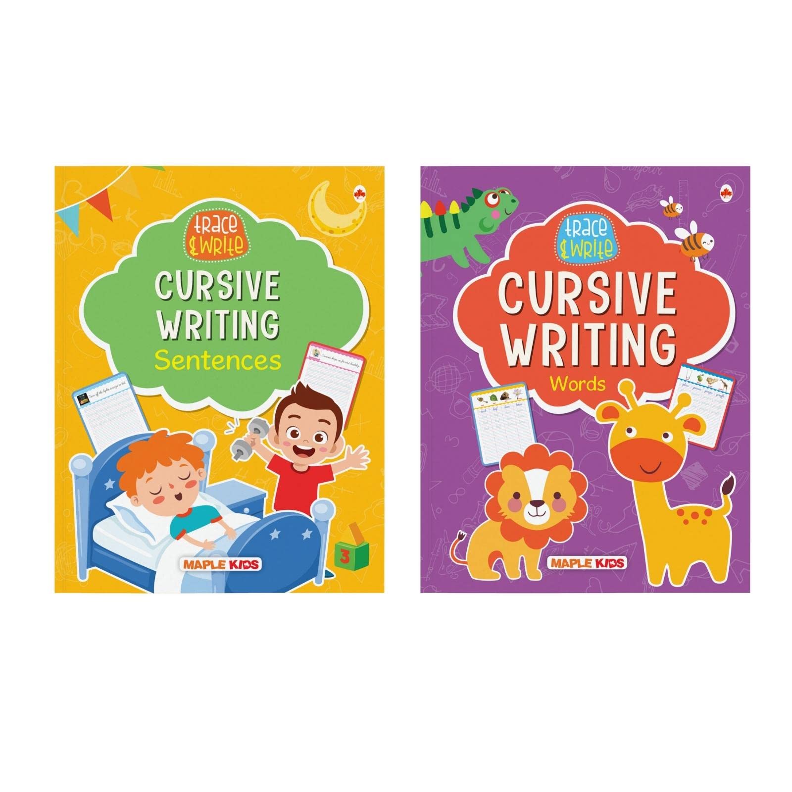 Cursive Writing Books  Words and Sentences (Set of 2 Handwriting Books)  Level 2  Practice Workbooks for Kids  Age 37  Ear