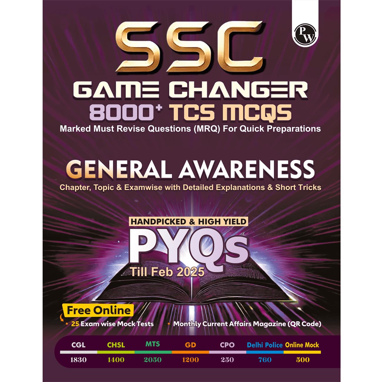 PW SSC Game Changer General Awareness 8000+ TCS MCQ For 2025 SSC Exams | Chapter, Topic & Examwise Previous Year Solved Questio