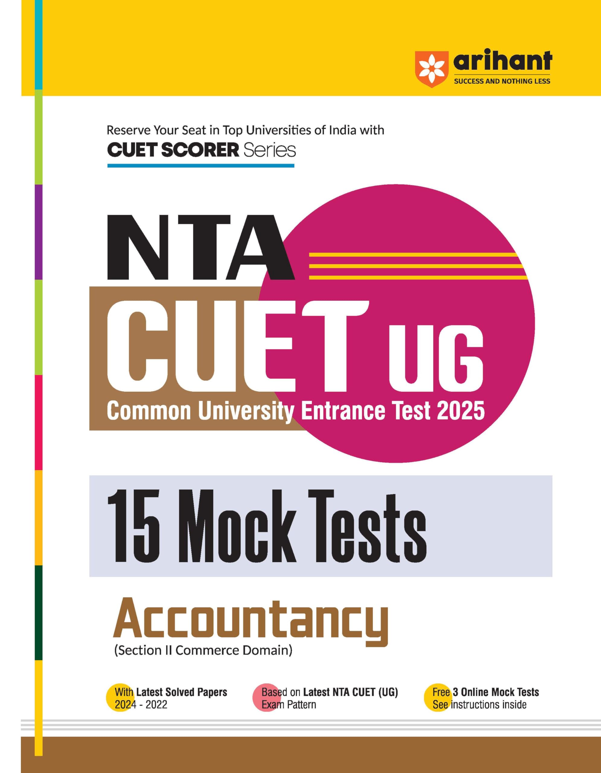(Old Edition) Arihant NTA CUET UG 2024 15 Mock Tests for Accountancy (Section II Commerce Domain) Exam 2024