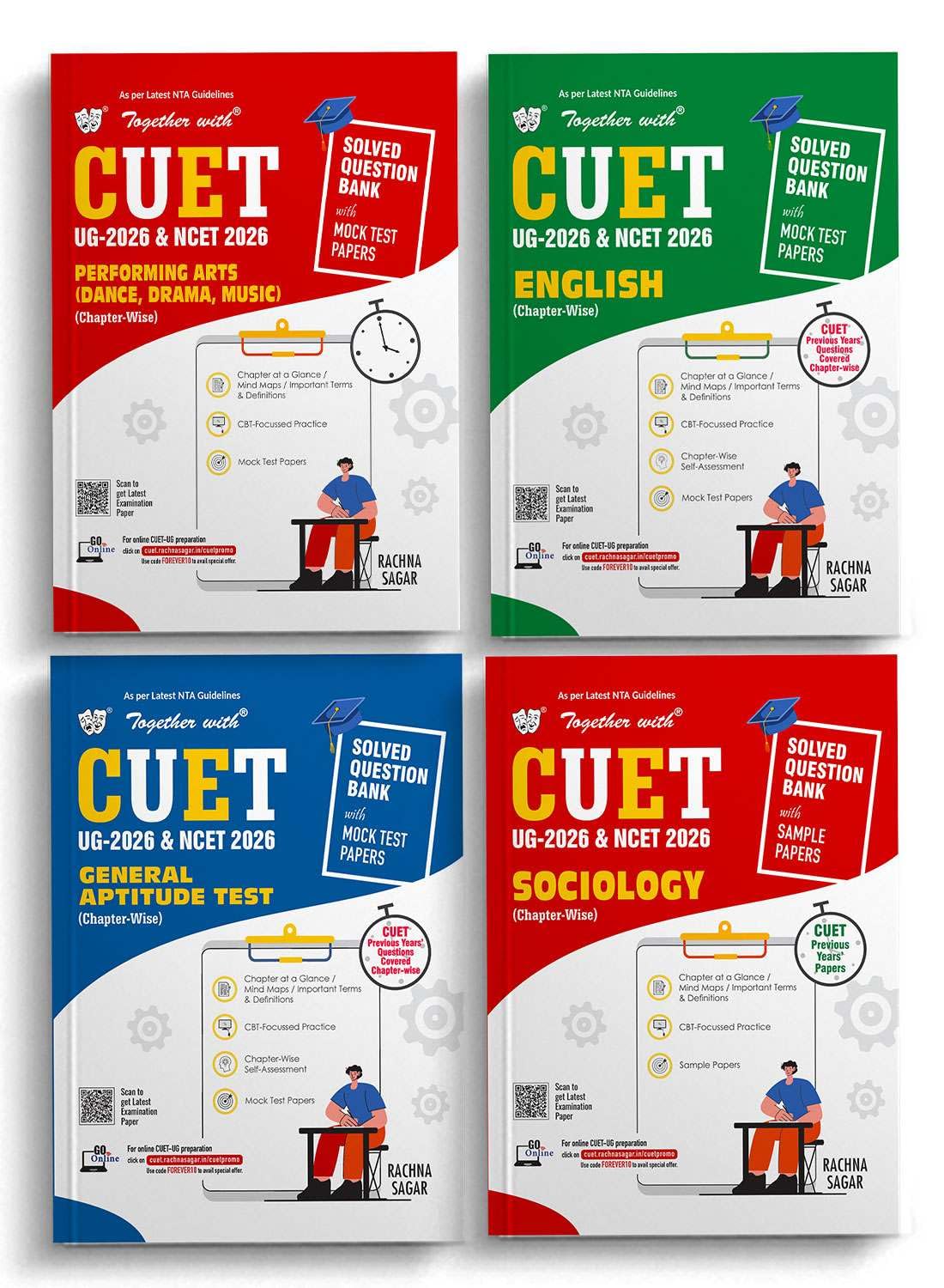 Together with CUET UG Question Banks for 2026 Exam| Set of 4 Books Performing Arts (Dance/Drama/Music), English, General Test & 