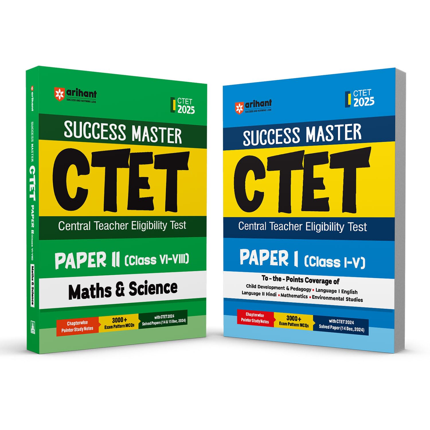 Arihant CTET 2025 Class IV (Paper1) & Math & Science Class VIVIII (Paper2) Study Guide Combo | English Medium