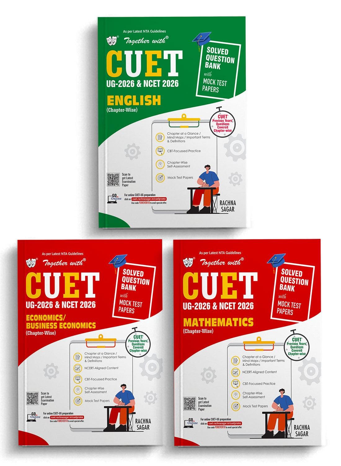 Together with CUET UG 2026 & NCET Question Banks| Humanities Stream Combo Set of 3 Books for entrance exam prep with Mock Test P