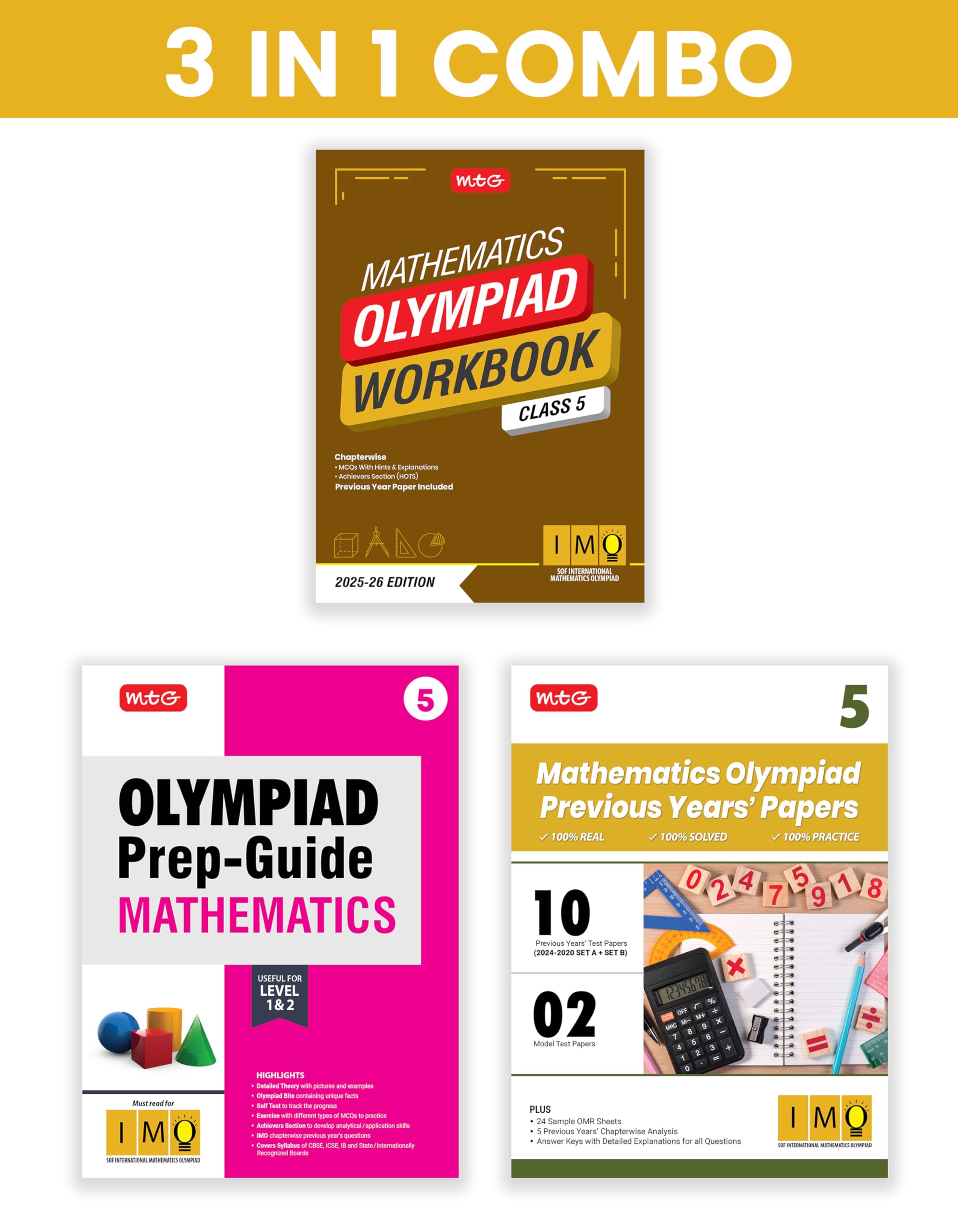 Mtg Class5 International Mathematics Olympiad (Imo) Workbook, PrepGuide & Previous Years Papers (Pyqs) With Mock Test Paper (S