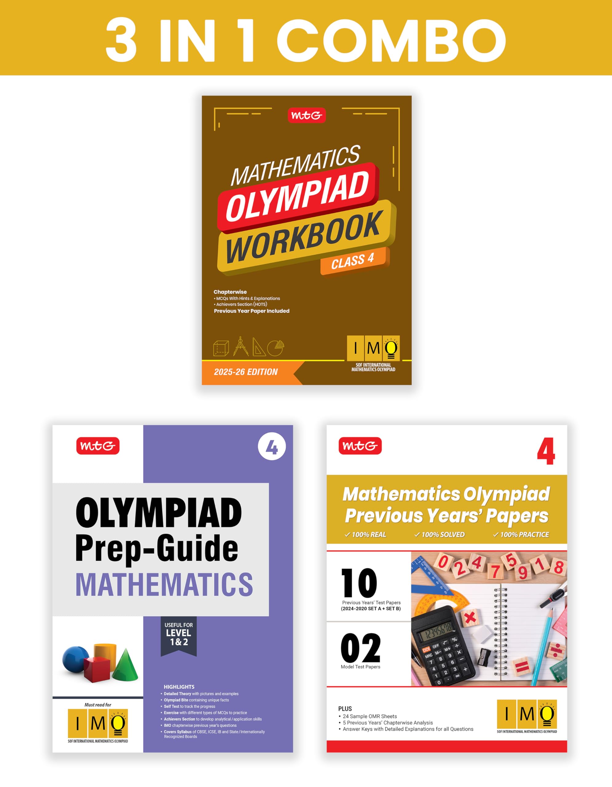 Mtg Class4 International Mathematics Olympiad (Imo) Workbook, PrepGuide & Previous Years Papers (Pyqs) With Mock Test Paper (S