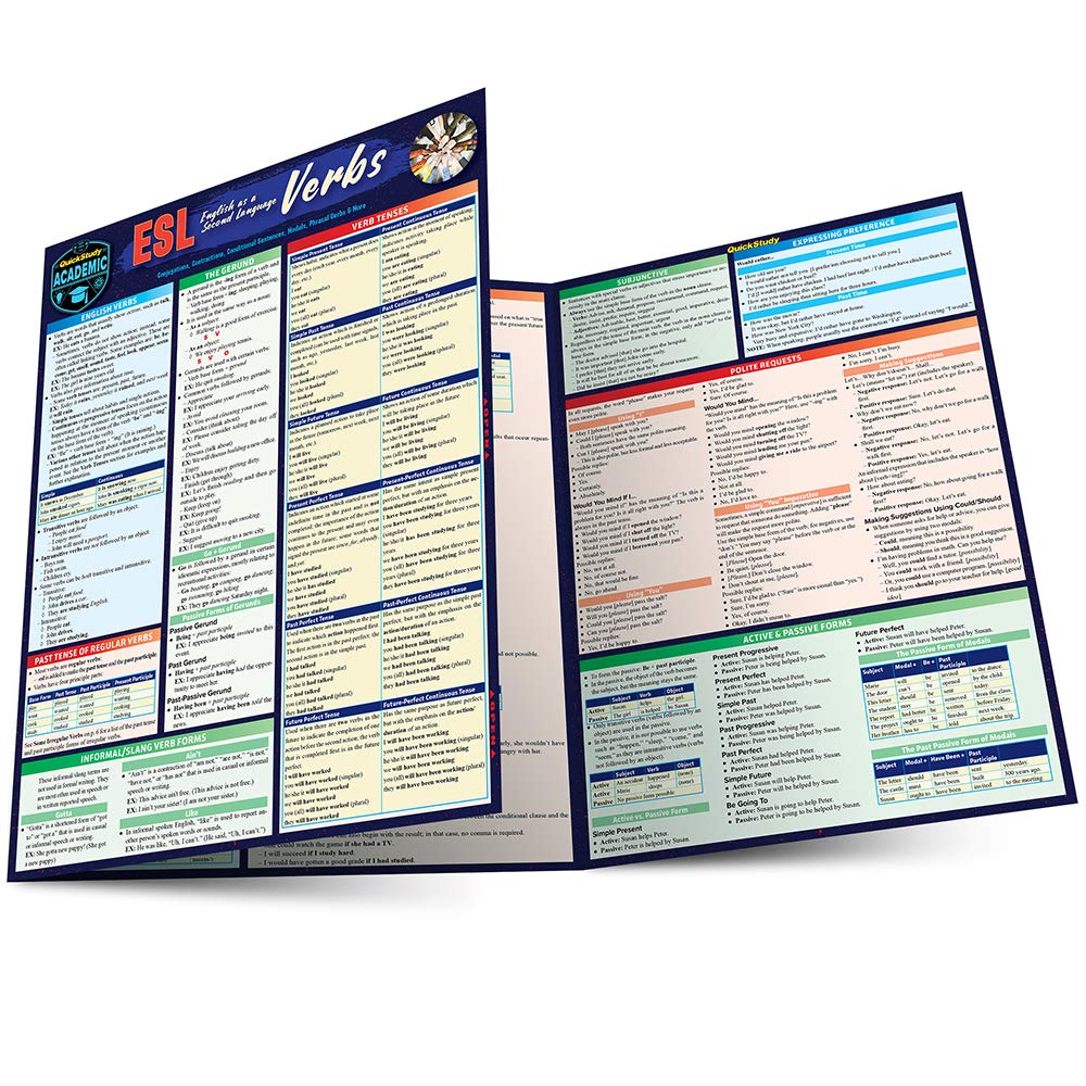 ESL  English as a Second Language  Verbs: a QuickStudy Laminated Reference Guide