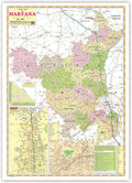 Haryana Political Map (English) (Size 70 X 100 Cms) Without Pvc Rollers