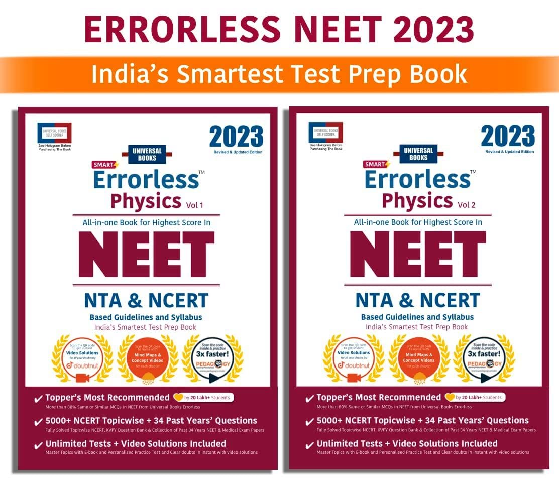 Errorless Physics NEET 2022  (Set of 2 Vol.)  NTA & NCERT Based  Universal Books  Universal Self Scorer