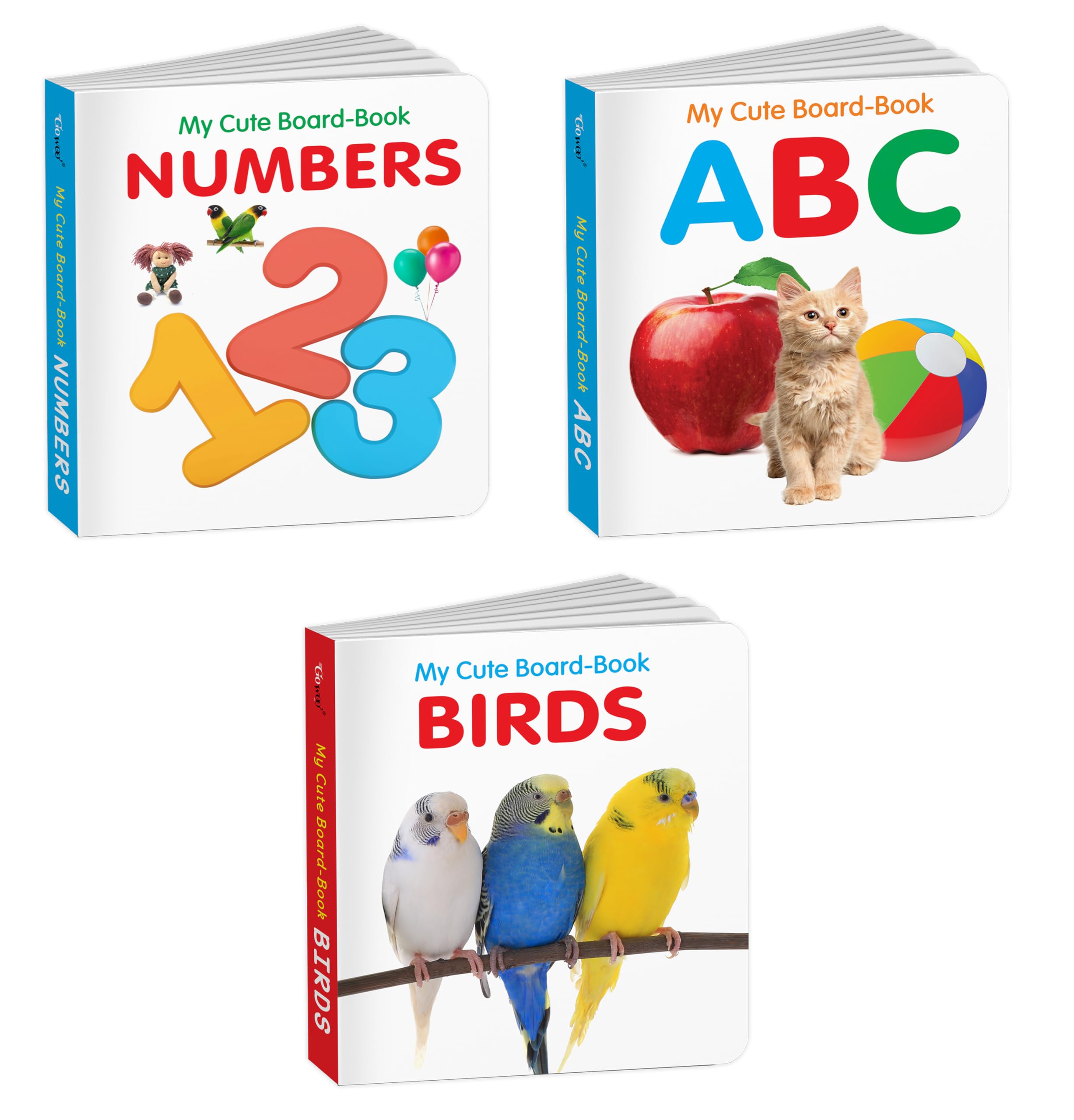 My Cute Board Book ABC, Birds and Numbers : Educational Picture Books for Toddlers, Baby board books, Pocketsized kids educatio