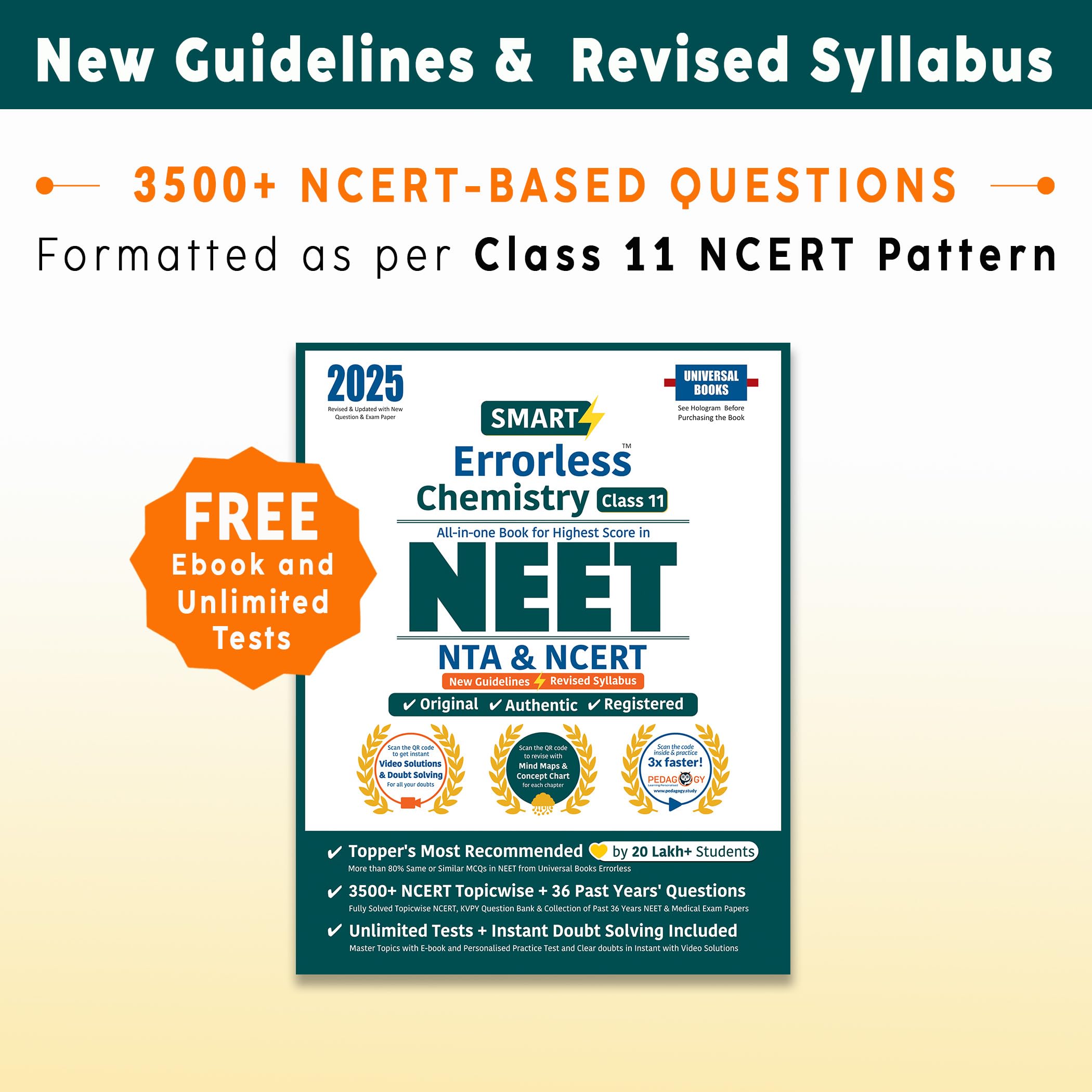 Smart Errorless Chemistry NEET Class 11 (2025)  NCERT Based | 3500+ NCERT & New Pattern Questions | 36 Past Years Papers | Revi