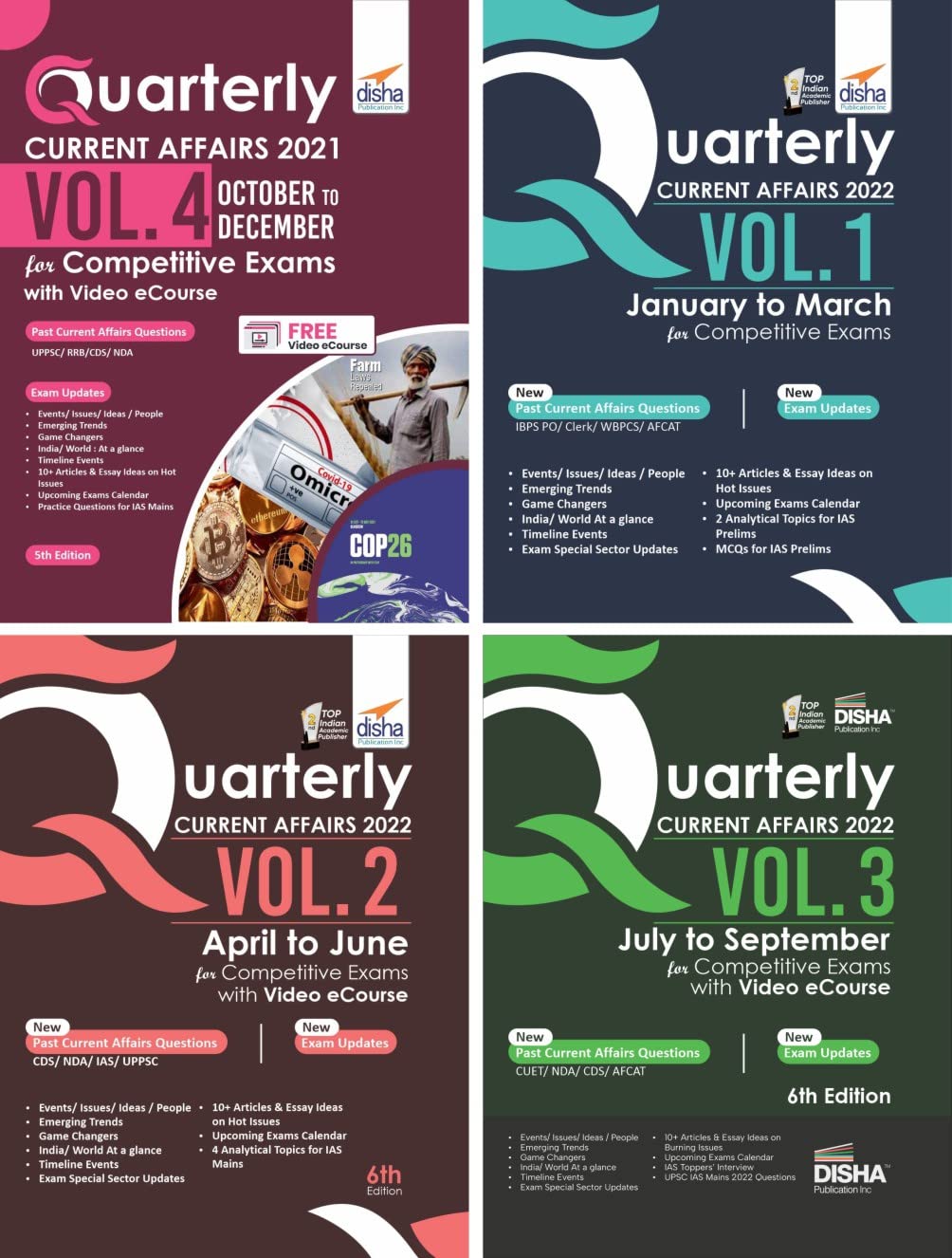 Yearly Current Affairs  October 2021 To September 2022 For Competitive Exams (Set Of 4 Quarterlies) With Video Ecourse | Latest