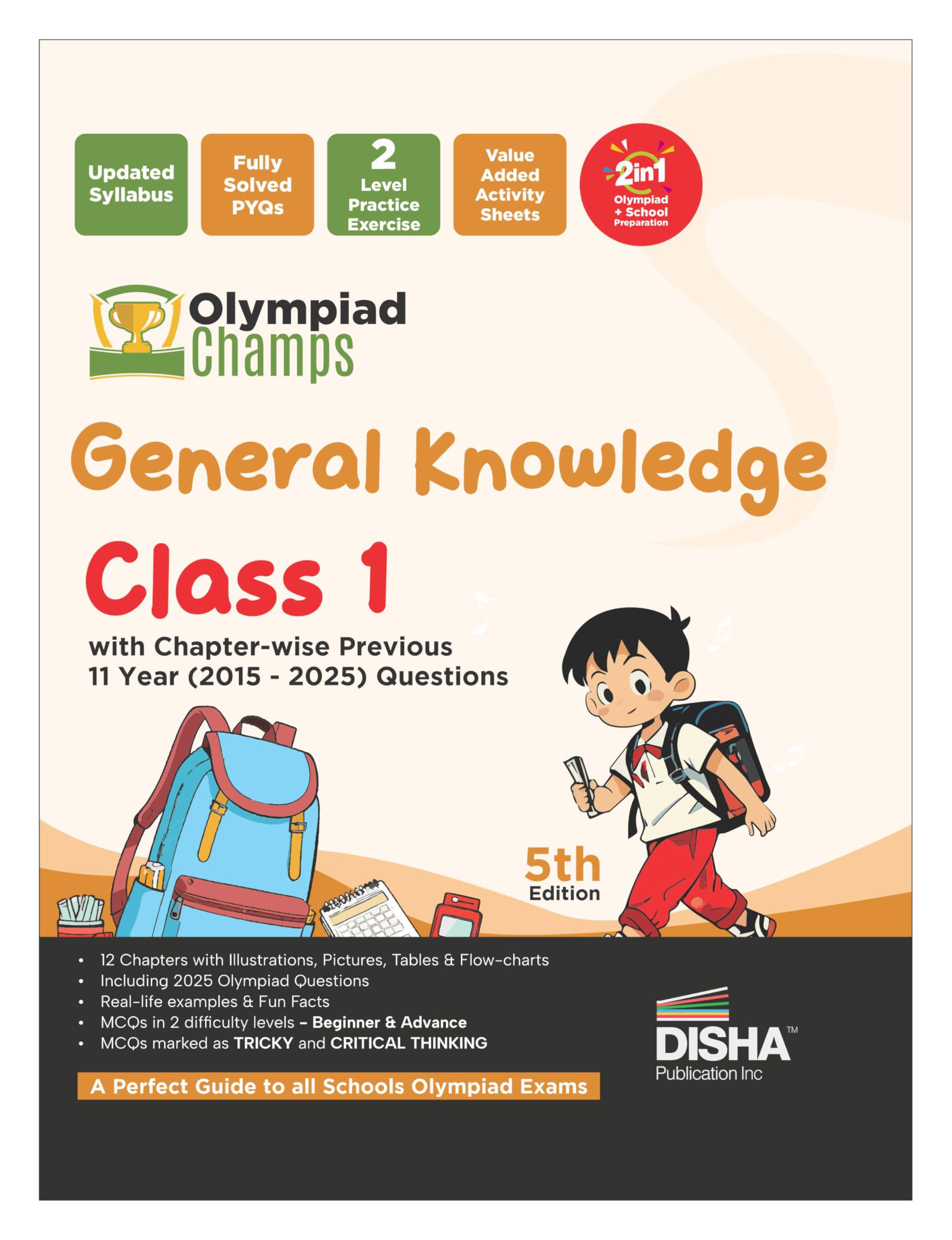 Disha Olympiad Champs General Knowledge Class 1 with Chapterwise Previous 11 Year (2015  2025) Questions 5th Edition | Complet