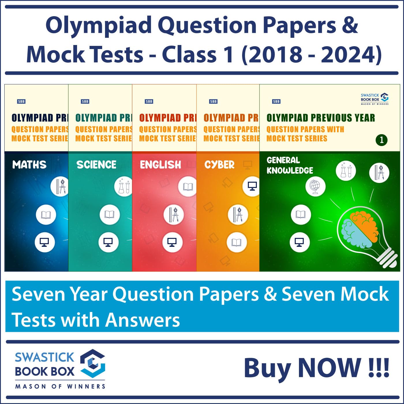 Olympiad Previous Year Question Papers and Mock Test Series For Class 1  [Maths, Science, English, Cyber and GK] [7 Years] [201