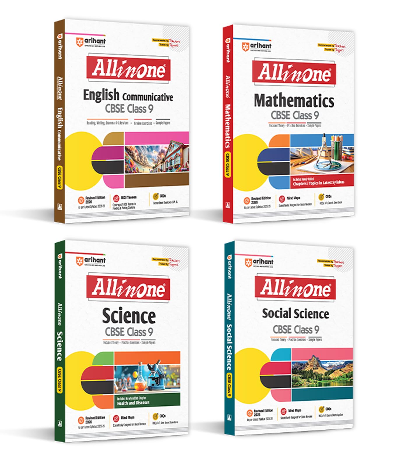 Arihant All In One Combo Class 9th Science, Mathematics, Social Science, English Based On Latest NCERT for CBSE Exam 202526 (Se