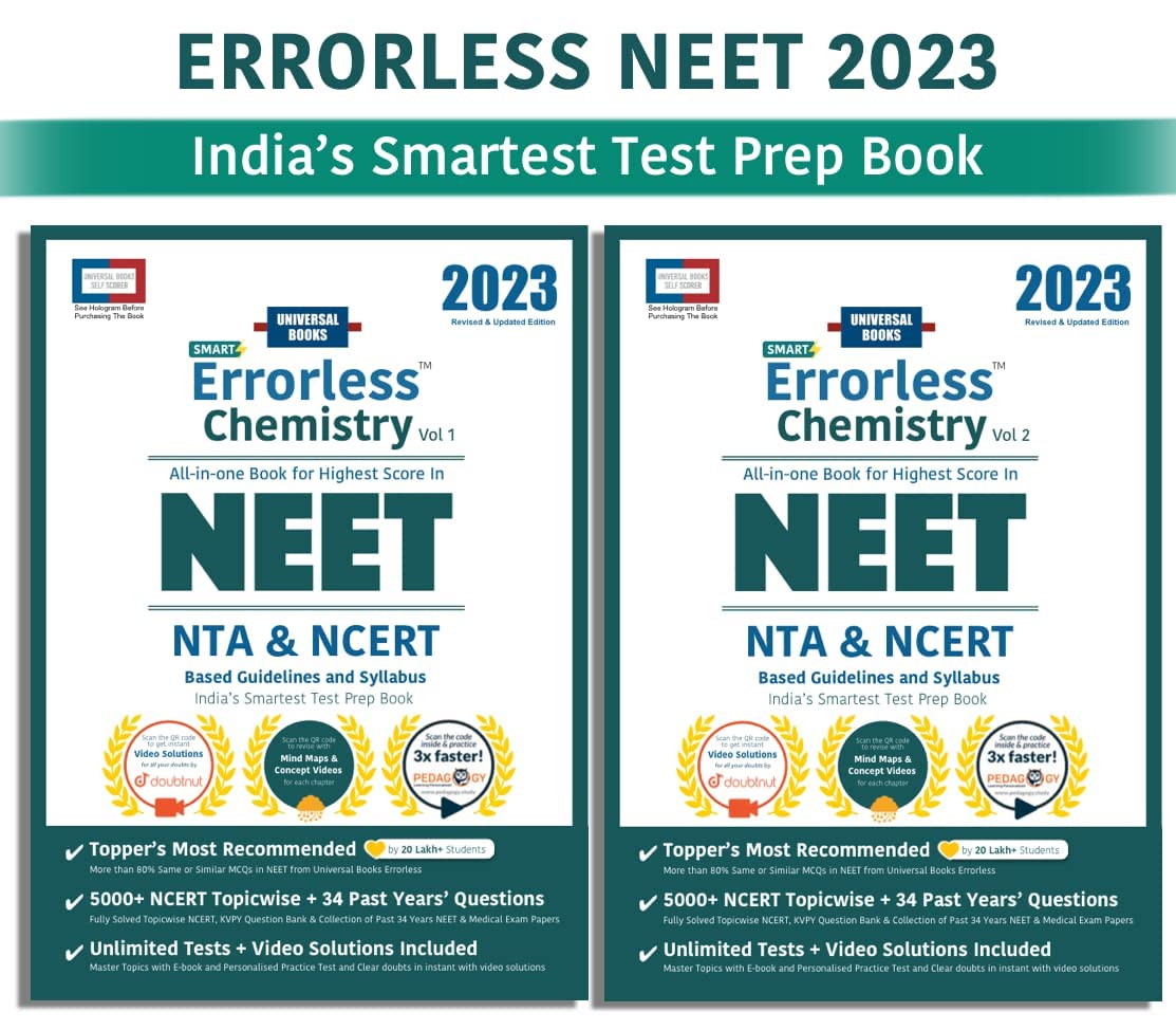 Errorless Chemistry NEET 2022  (Set of 2 Vol.)  NTA & NCERT Based  Universal Books  Universal Self Scorer