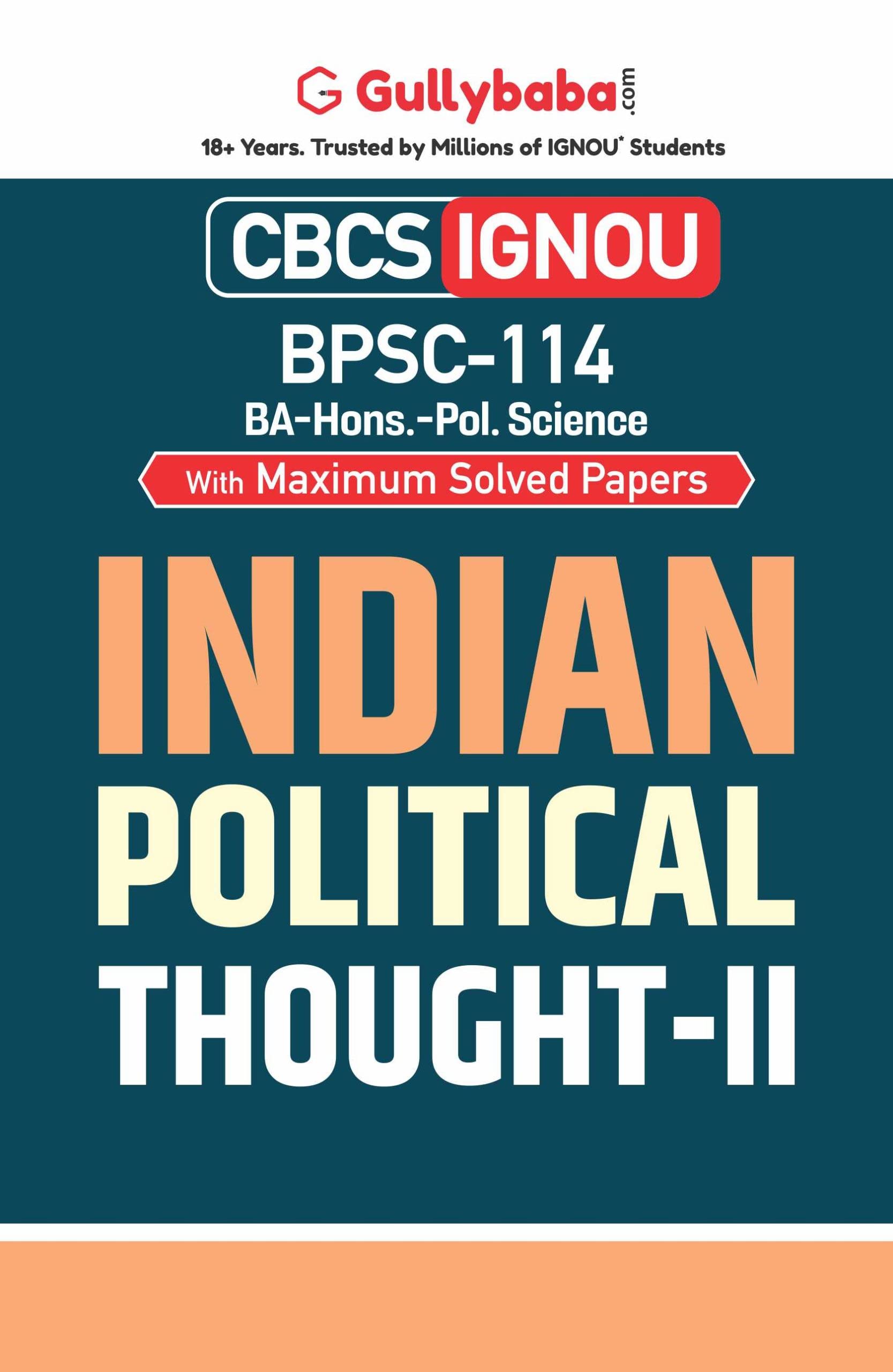 Gullybaba IGNOU BA (Honours) 6th Sem BPSC114 Indian Political ThoughtII in English