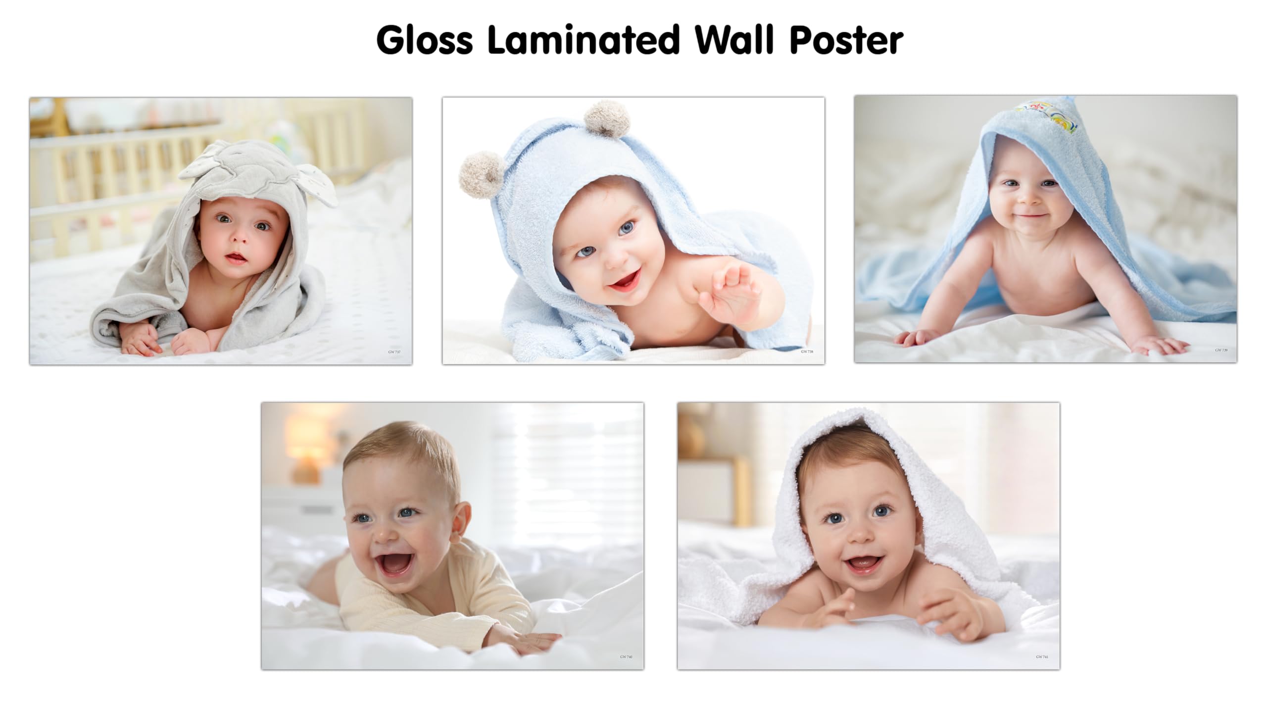 BABY POSTER  1, 2, 3, 4 and 5 (GLOSS LAMINATION) : adorable baby wall print, decorative poster for rooms, laminated baby poste