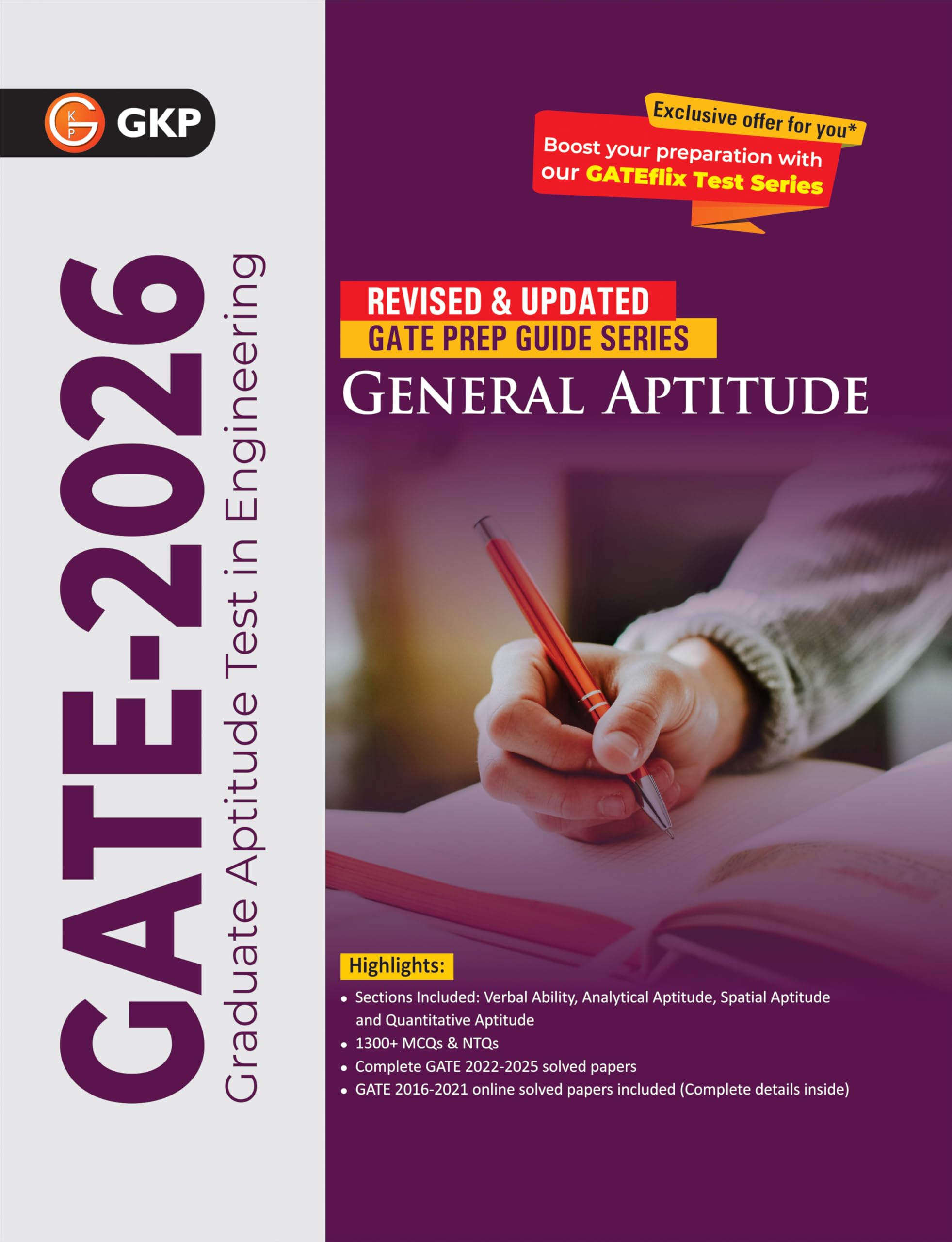 GKP GATE 2026 General Aptitude Guide | Solved PYQs Papers 20222025 | ChapterWise Theory | 1300+ MSQ & NTQs Bank Practice for E