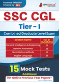 SSC CGL Tier 1 Exam Preparation Book 2024 (English Edition)  Combined Graduate Level Examination  Solved 15 Practice Mock Test