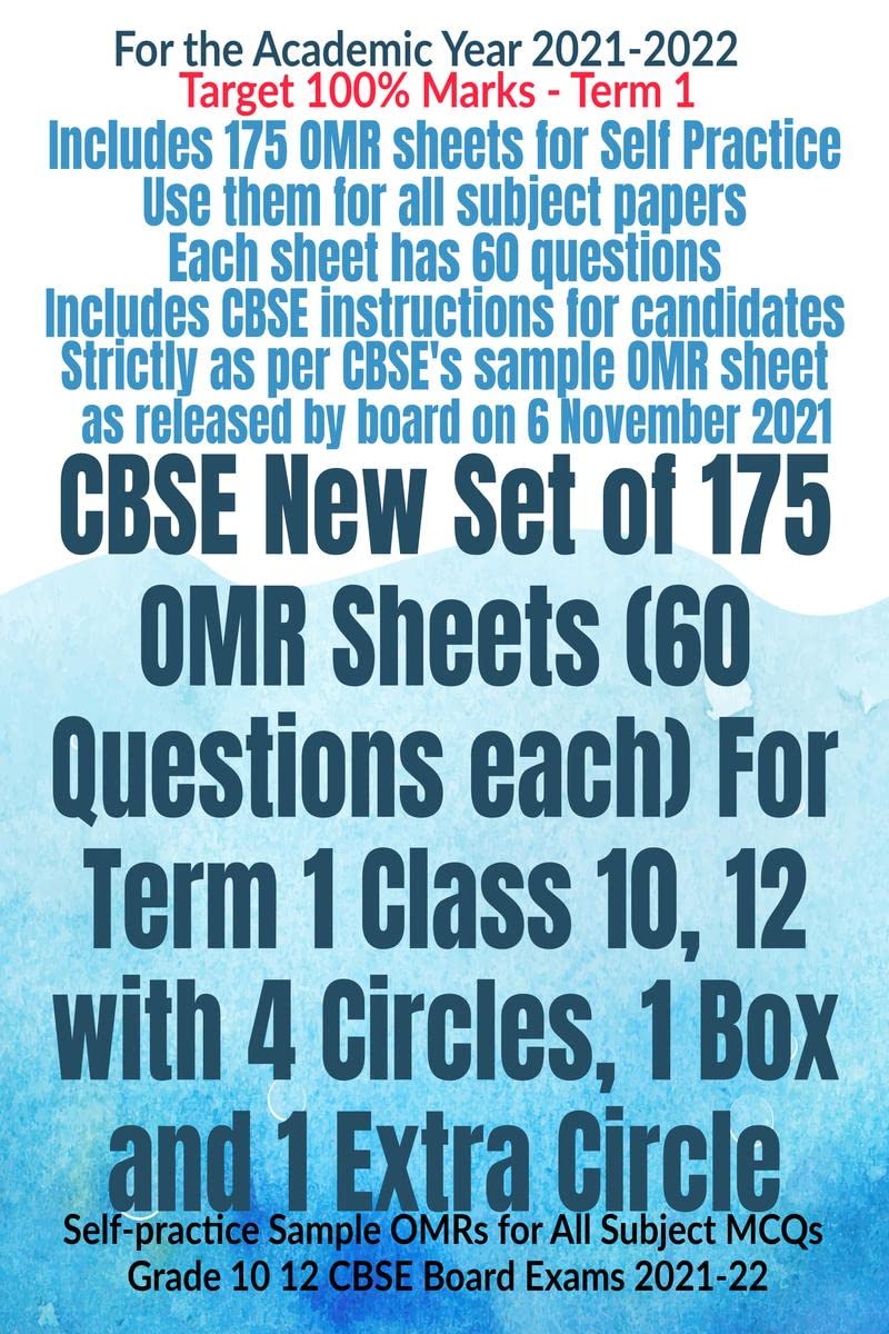 CBSE New Set of 175 OMR Sheets (60 Questions each) For Term 1 Class 10, 12 with 4 Circles, 1 Box and 1 Extra Circle : Selfpract