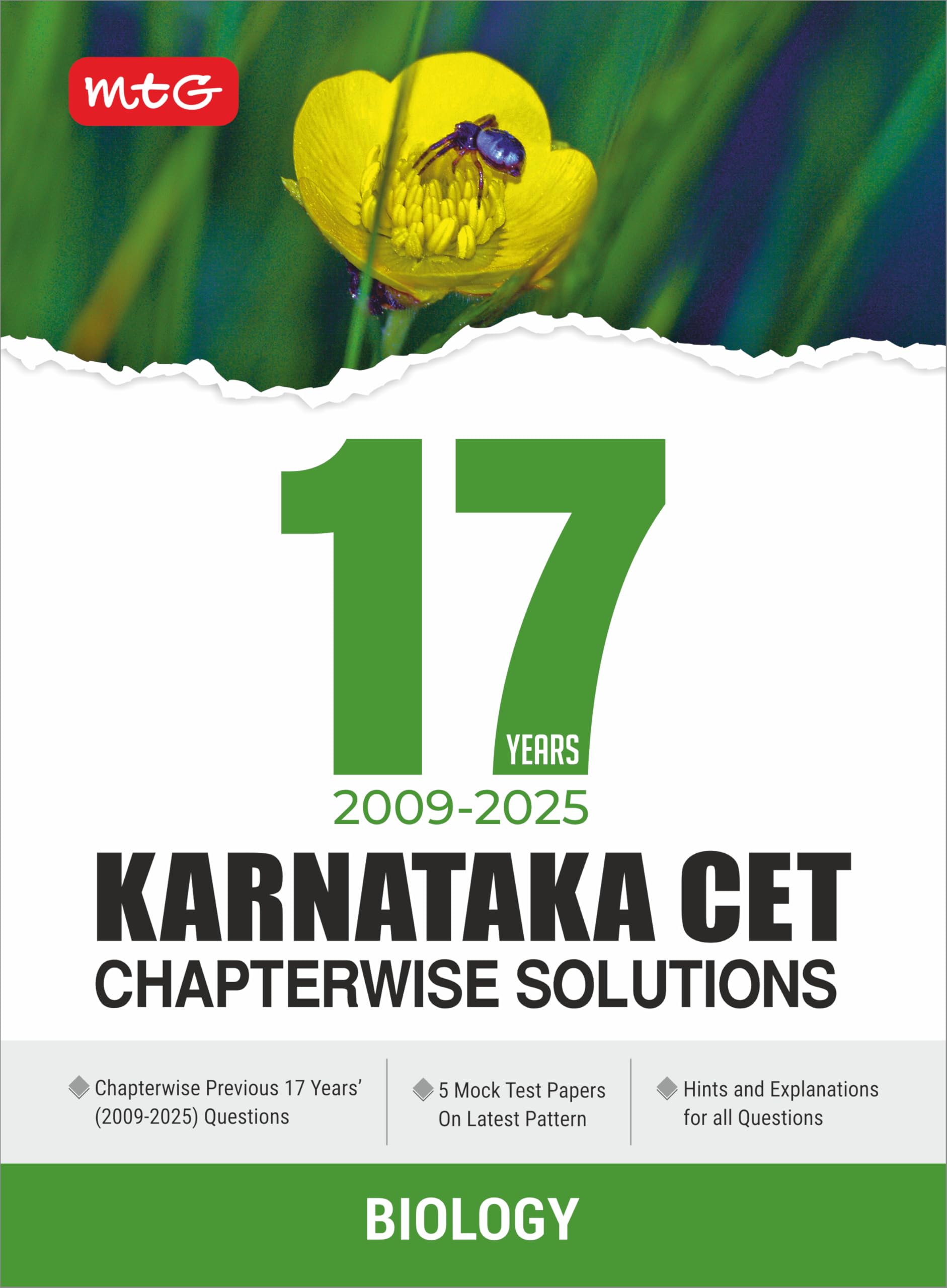 MTG 17 Years Karnataka CET Chapterwise Solutions (PYQs) Biology | KCET Medical Entrance Exam Book For For 20252026 Exam