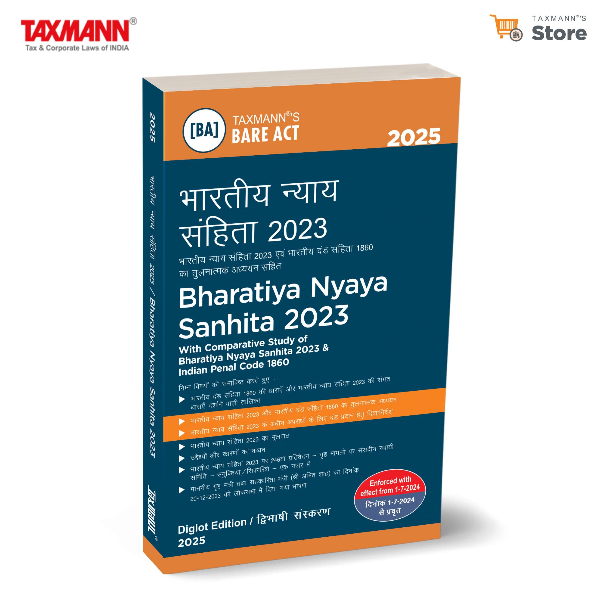 Taxmanns Bharatiya Nyaya Sanhita (BNS) 2023 | [Diglot Edition]  Comprehensive Legal Resource ft. Bare Act | Comparative Study