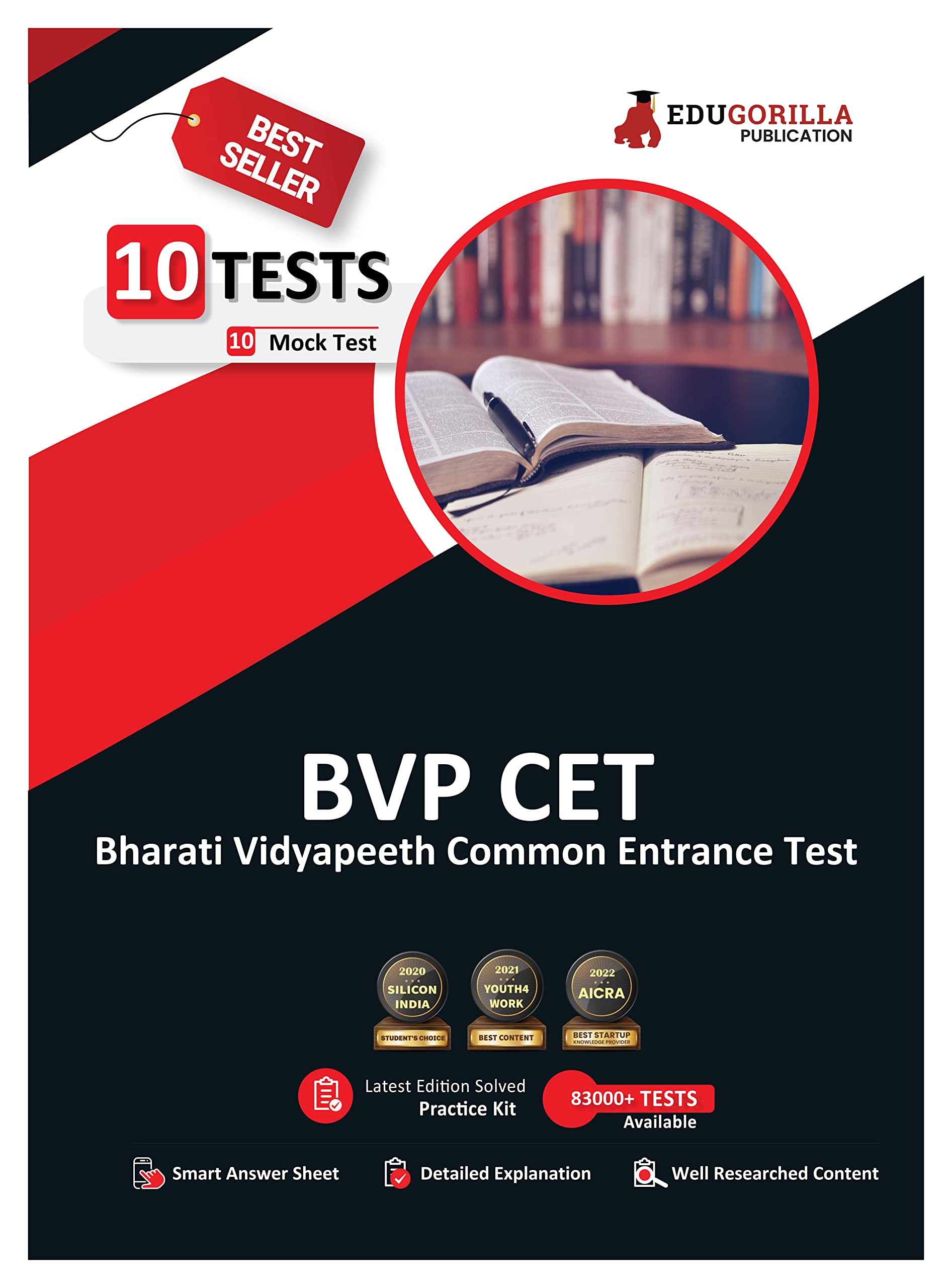 BVP CET Book 2024 : Bharati Vidyapeeth Common Entrance Test  10 Full Length Mock Tests (2000 Solved Objective Questions) with F