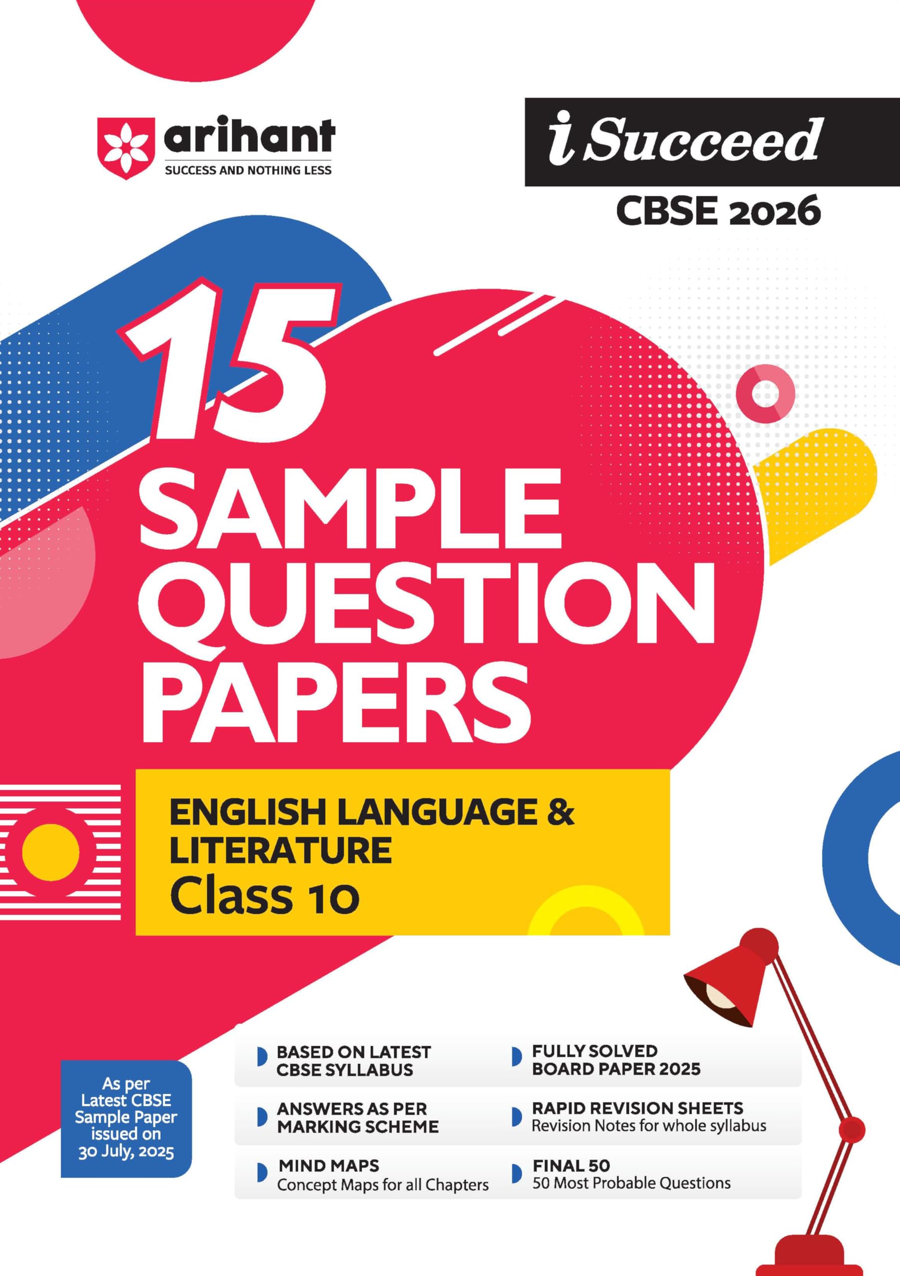 Arihant I Succeed Cbse 15 Sample Question Papers English Language & Literature Class 10 For Exam 2026 | Based On Latest Cbse Syl