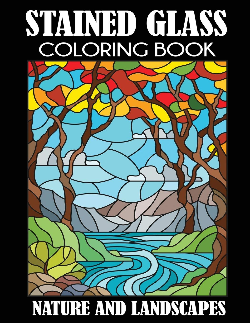 Stained Glass Coloring Book: Nature and Landscapes