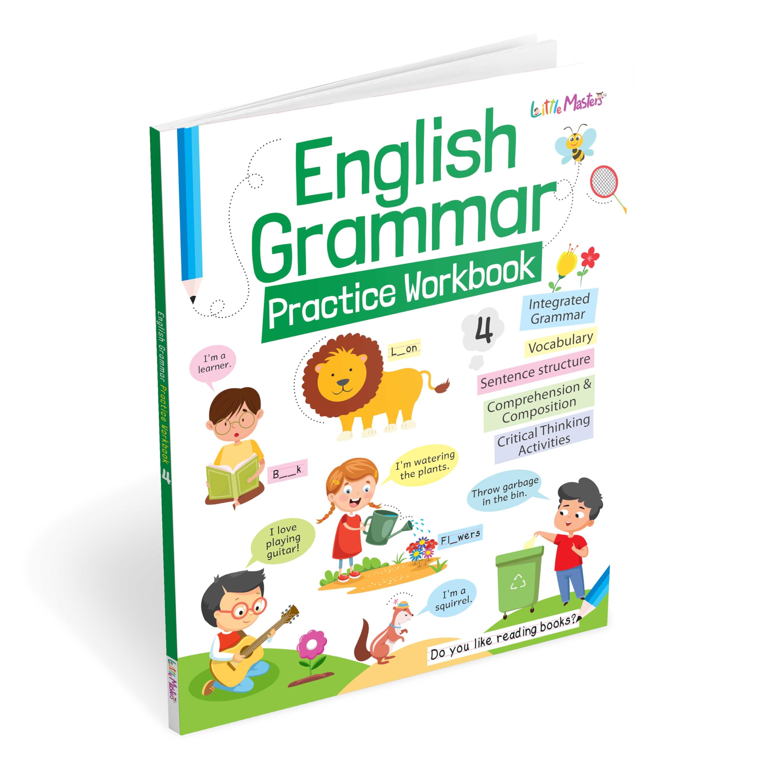 English Grammar Practice Workbook4|Integrated Grammar|Sentence Structure|Vocabulary|Comprehension & Composition|Critical Thinki