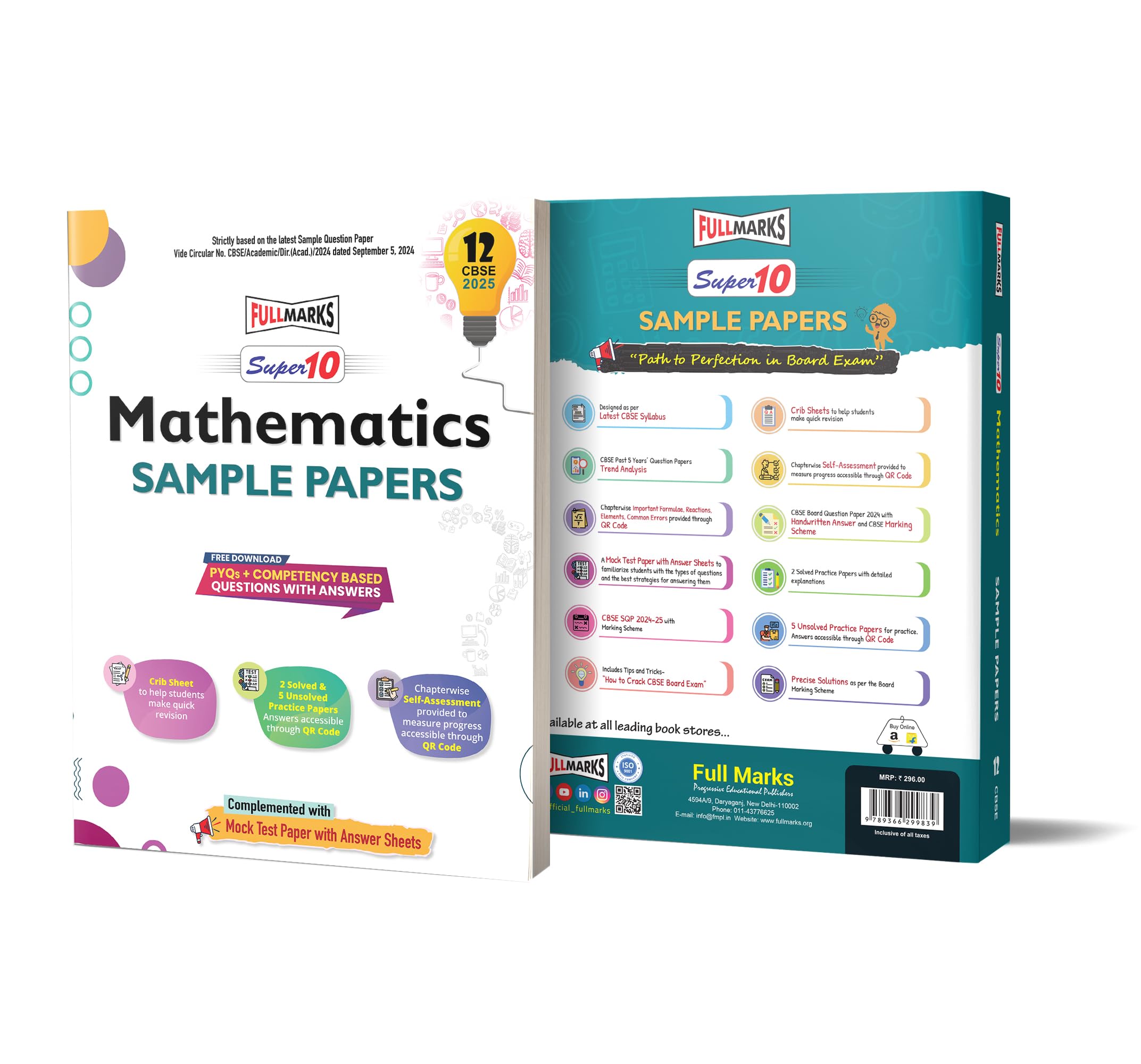 Full Marks Super 10 CBSE Board Sample Question Papers for Class 12 Maths For 2025 Exams | PYQs + Competency Based Questions with