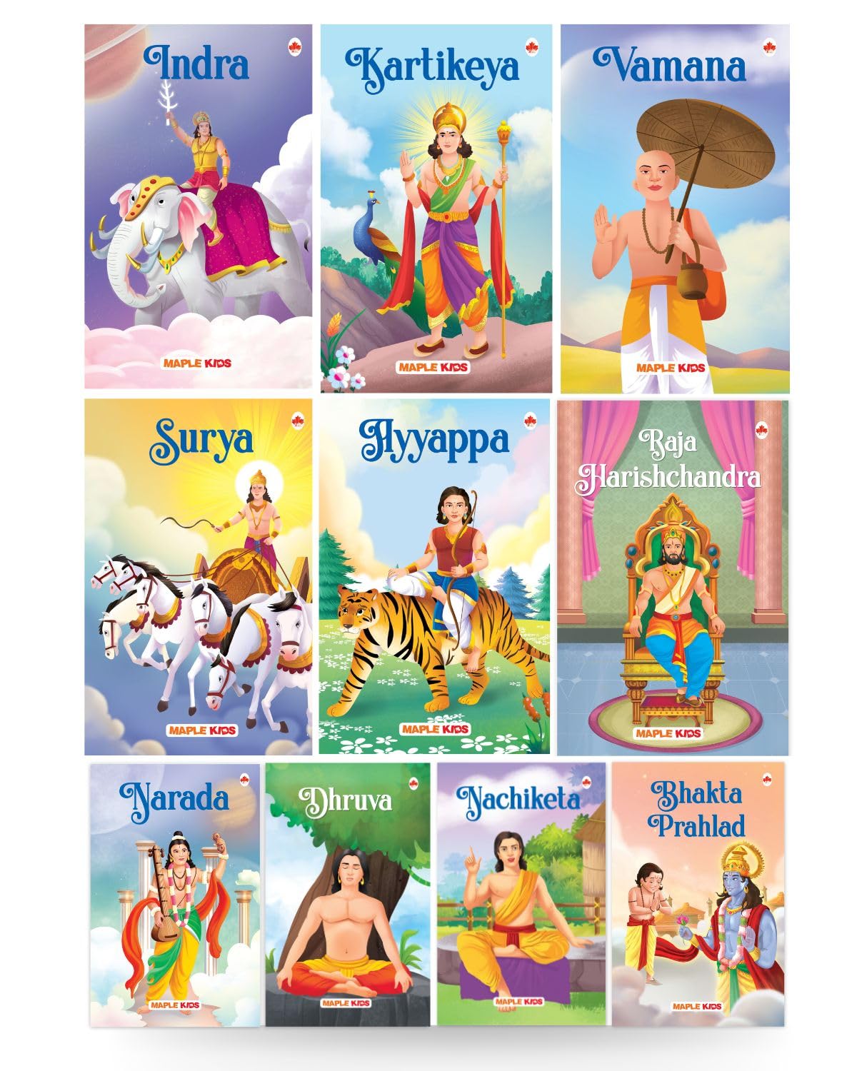 Story Books for Kids (Set of 10 Books) (Illustrated)  Mythology Books for Children  Nachiketa, Dhruva, Narada, Harish Chandra,