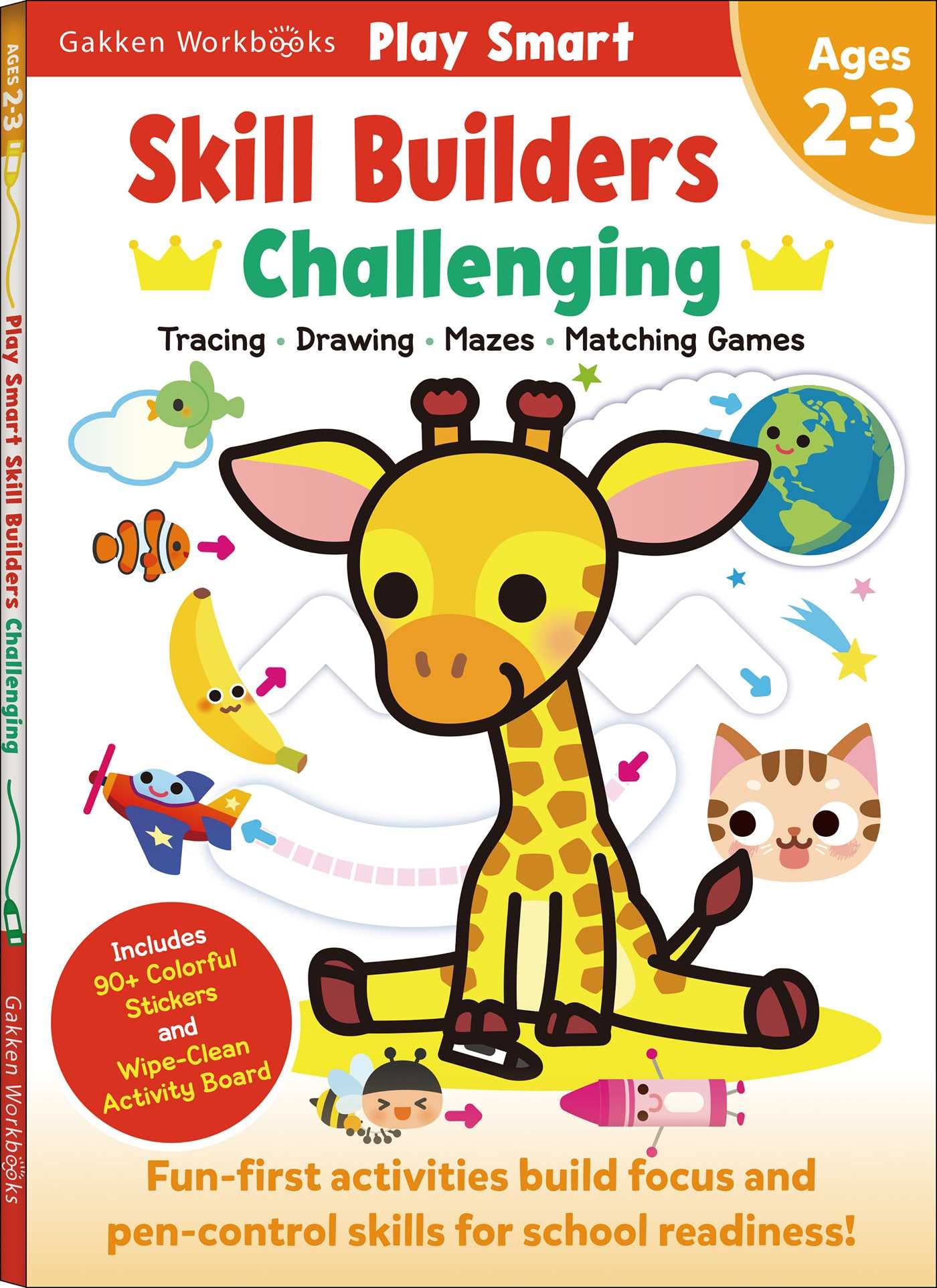 Play Smart Skill Builders: Challenging  Age 23: PreK Activity Workbook : Learn essential first skills: Tracing, Maze, Shapes,
