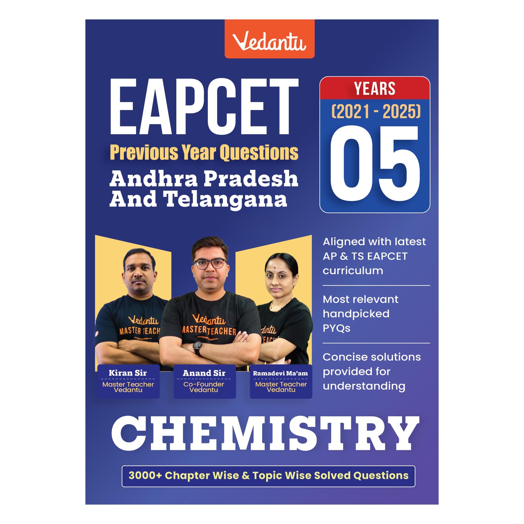 Vedantu EAPCET Chemistry PYQs Book 20212025 for AP & TS 2026 | Andhra Pradesh & Telangana EAPCET Previous Year Questions | 3000